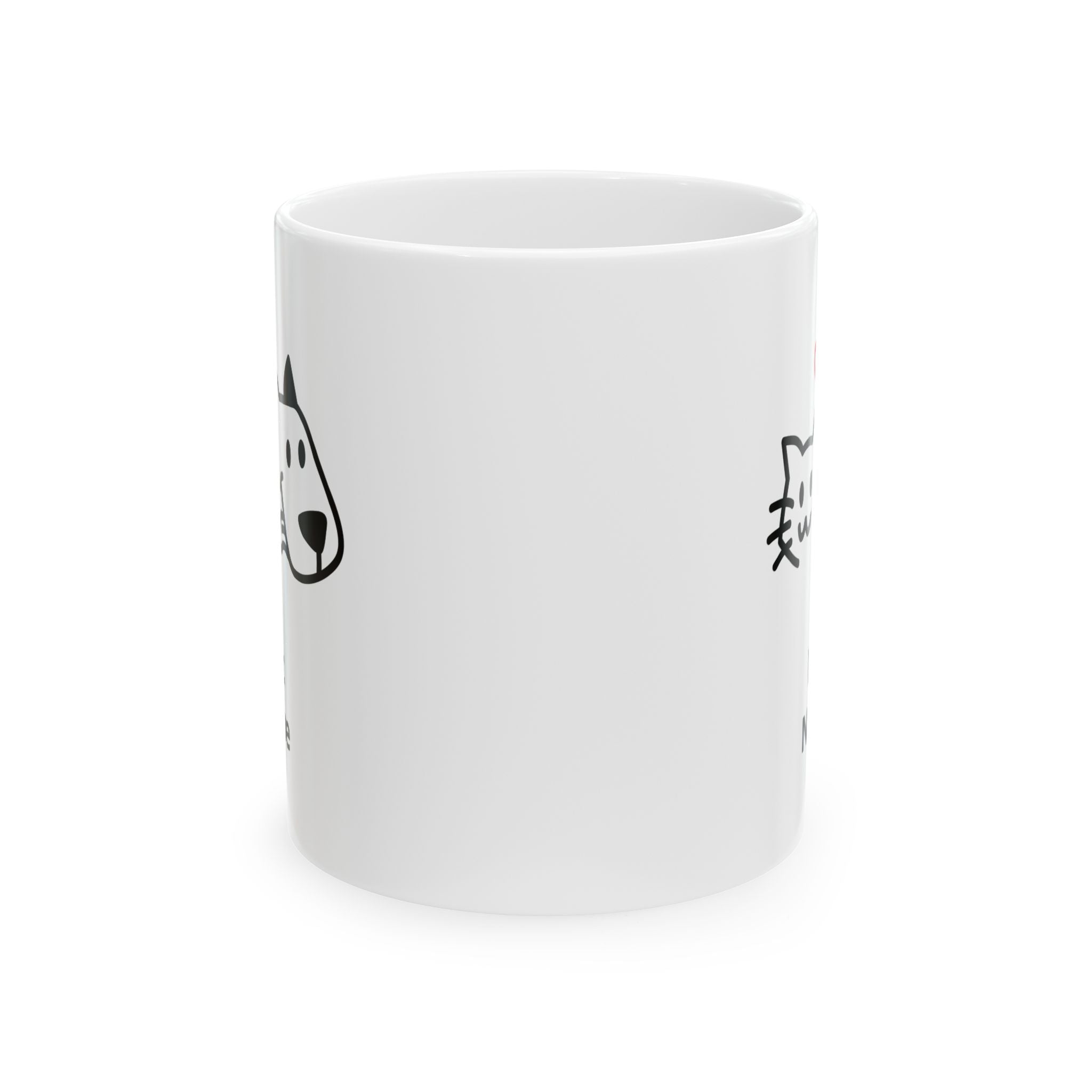 Cat & Dog Doodle Ceramic Mug – Cute Pet Faces Coffee Cup (11oz, 15oz)