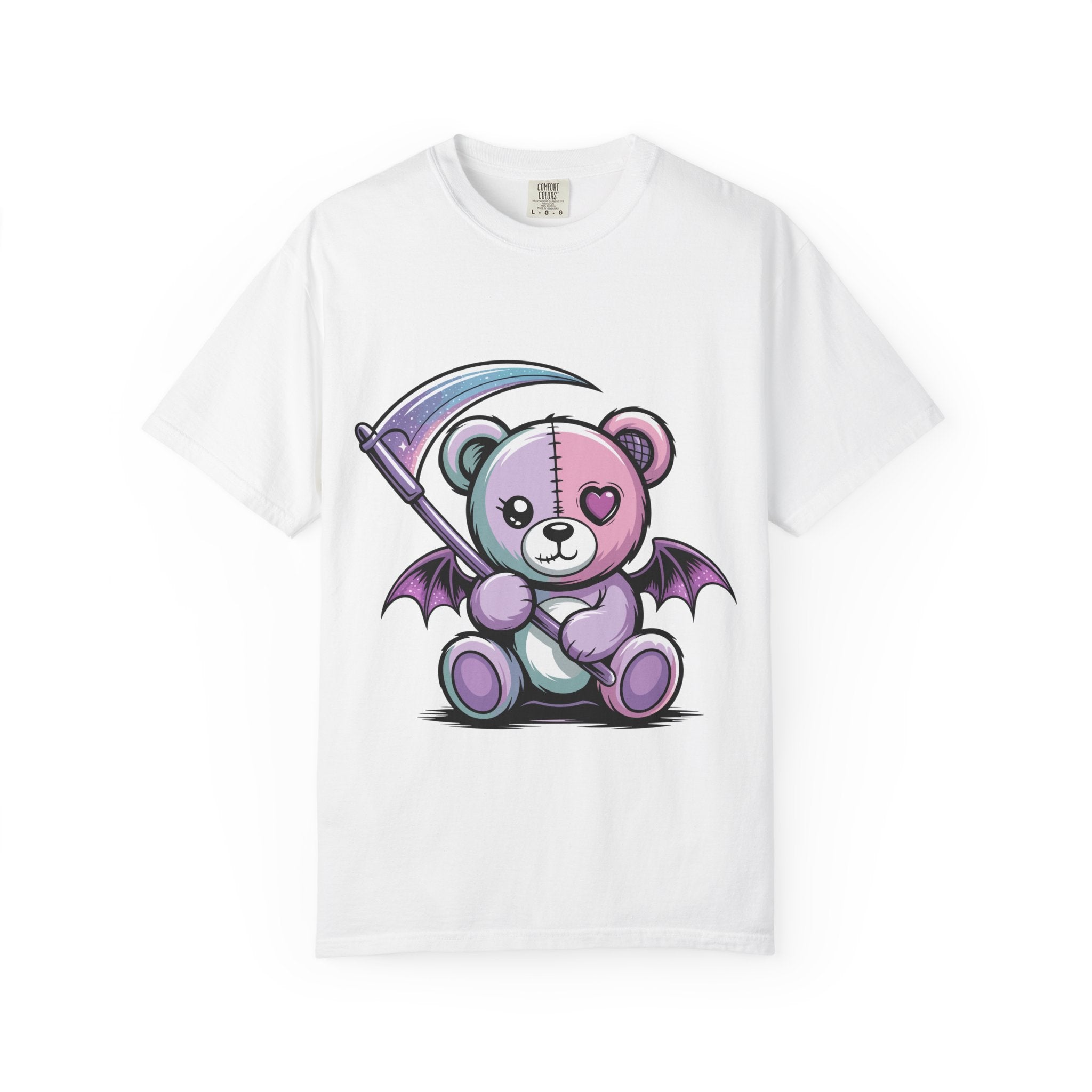 Pastel Goth Teddy Bear T-Shirt – Cute Dark Aesthetic Bear with Scythe | Creepy Cute Kawaii Goth Graphic