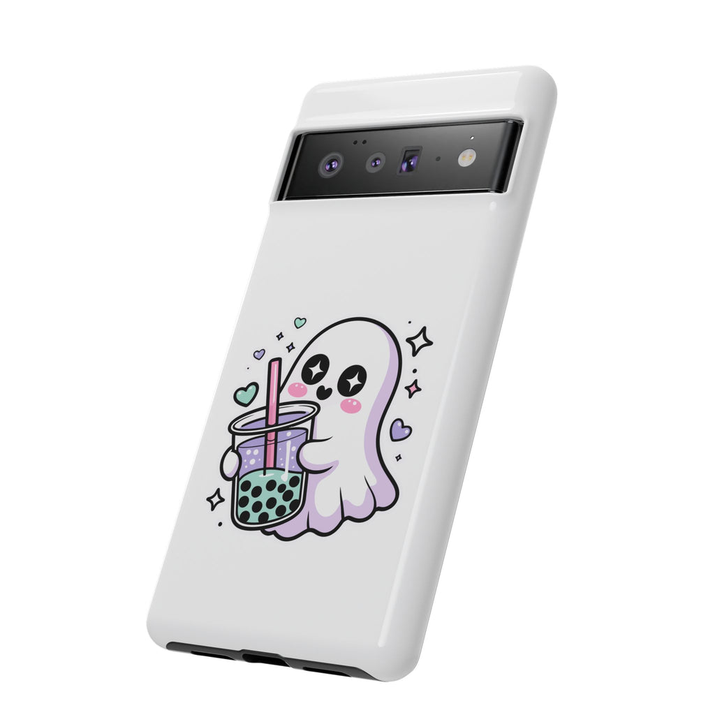 Cute Ghost Boba Phone Case – Kawaii Bubble Tea Ghost Cover | Spooky Cute Aesthetic Case