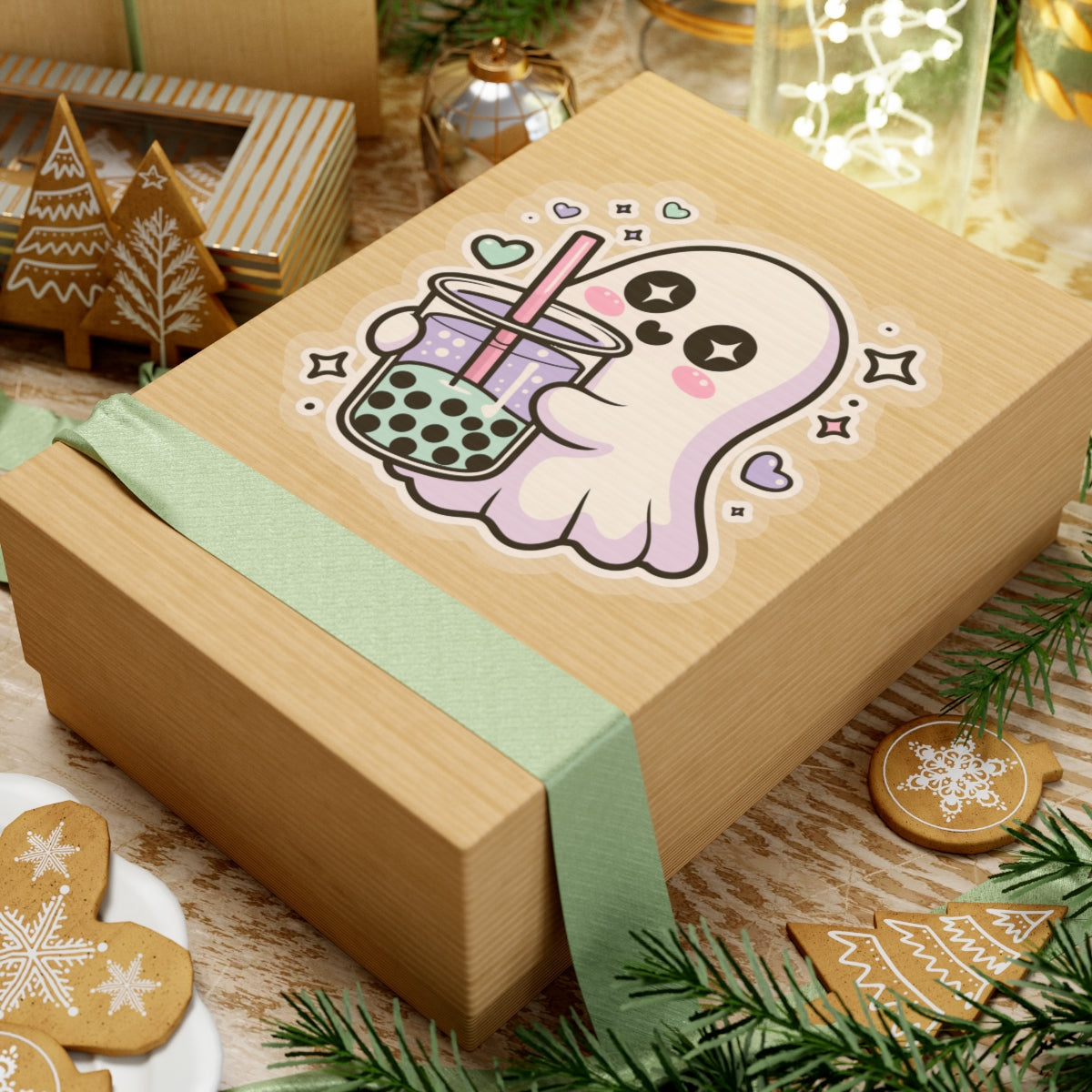 Cute Ghost Boba Sticker – Kawaii Bubble Tea Ghost Vinyl Decal | Spooky Cute Aesthetic