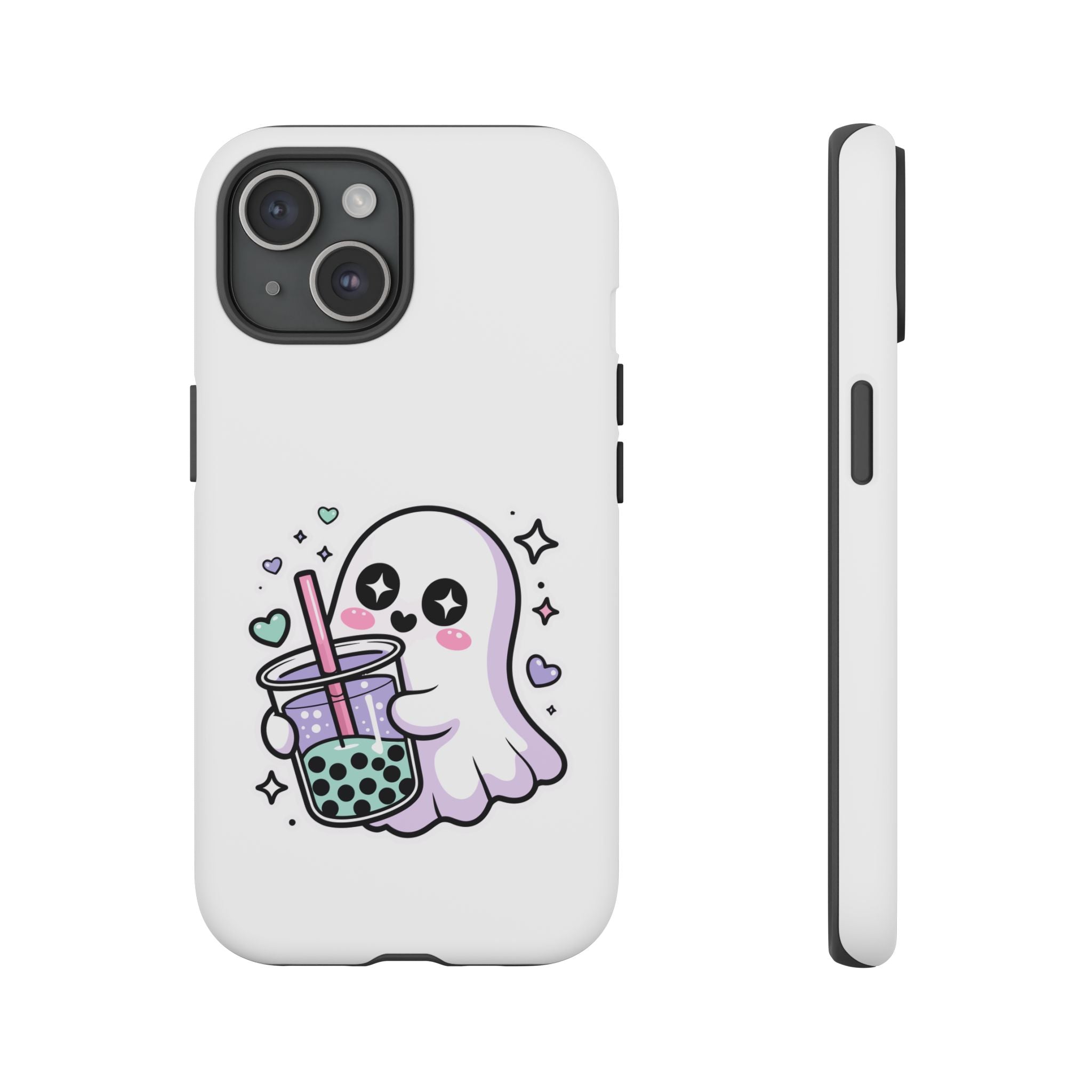 Cute Ghost Boba Phone Case – Kawaii Bubble Tea Ghost Cover | Spooky Cute Aesthetic Case