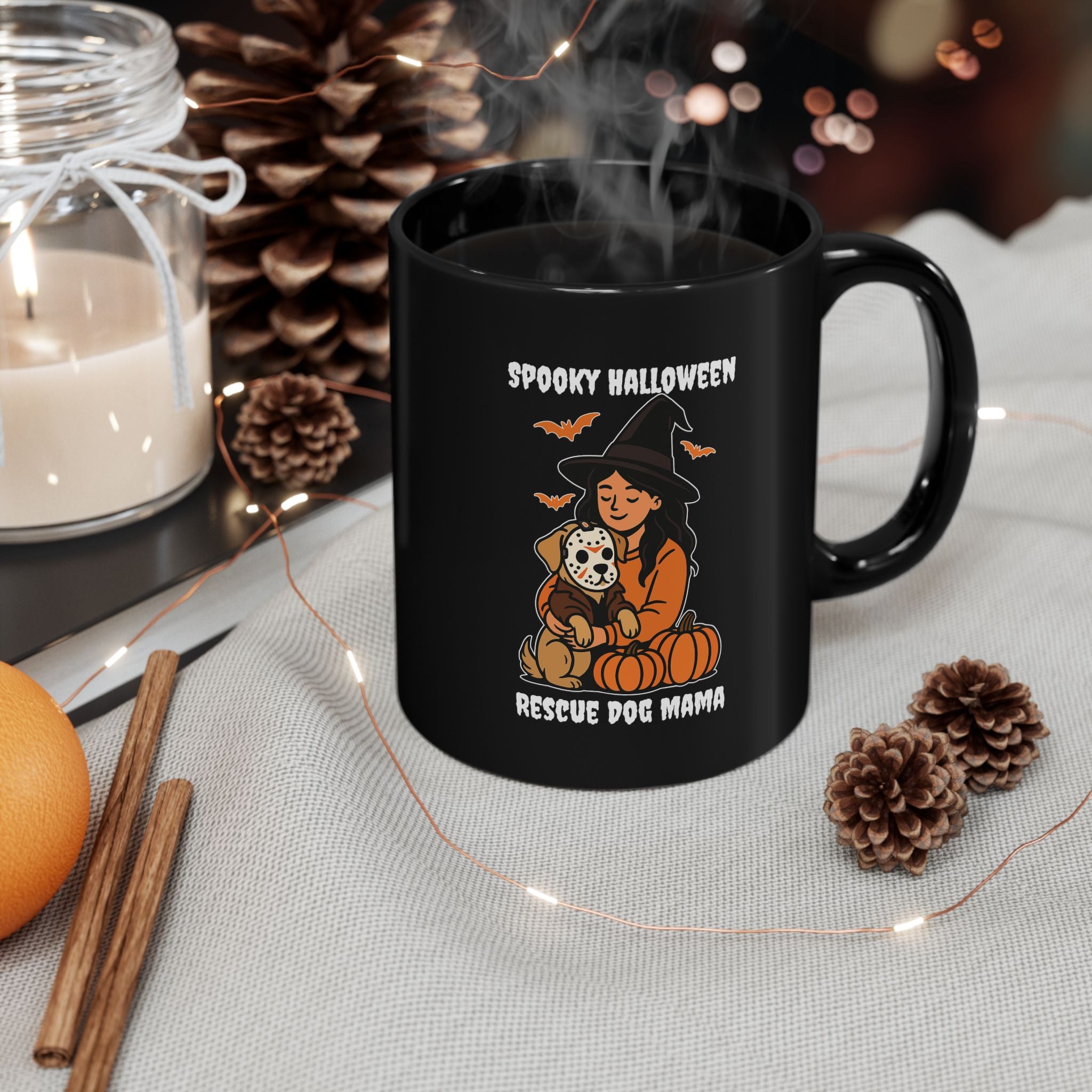 Rescue Dog Mom Halloween Mug – Spooky Witch Dog Lover Coffee Mug