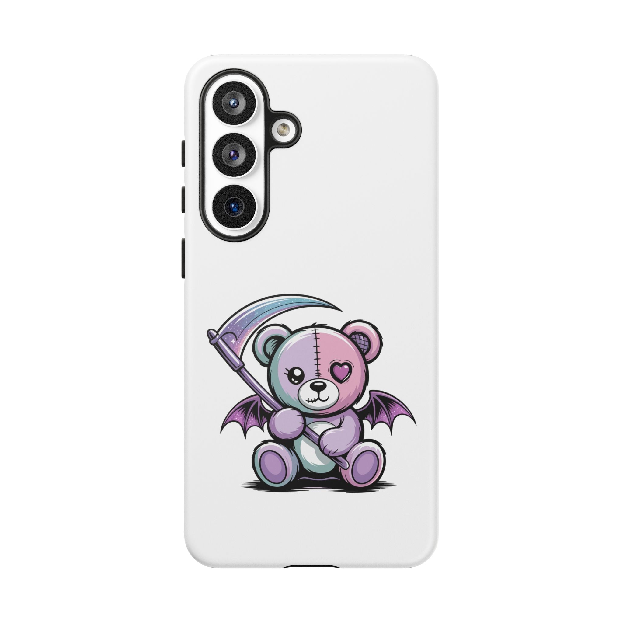 Pastel Goth Teddy Bear Phone Case – Creepy Cute Winged Bear with Scythe | Kawaii Goth Aesthetic Case