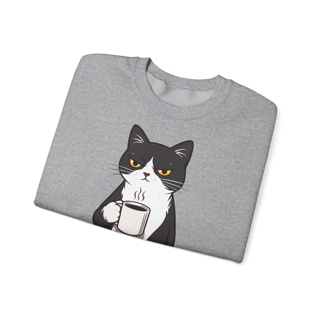 Funny Cat Coffee Sweatshirt – Coffee Because Murder Is Wrong | Sarcastic Cat Lover Graphic