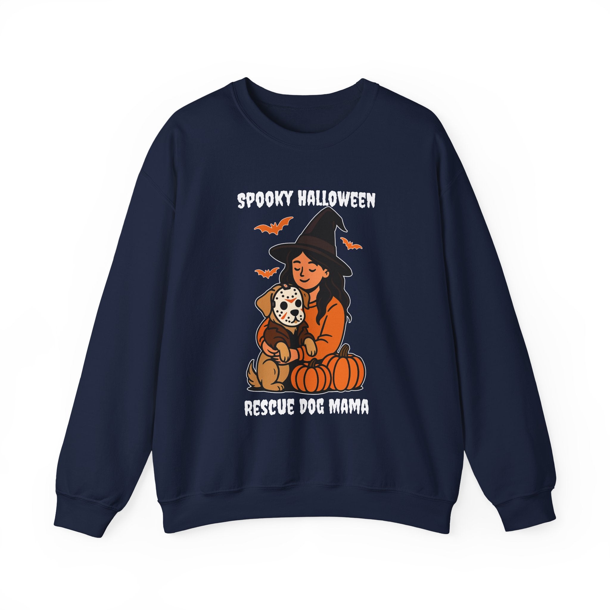 Witch Girl with Pumpkin & Dog Sweatshirt — Cute Halloween Crewneck