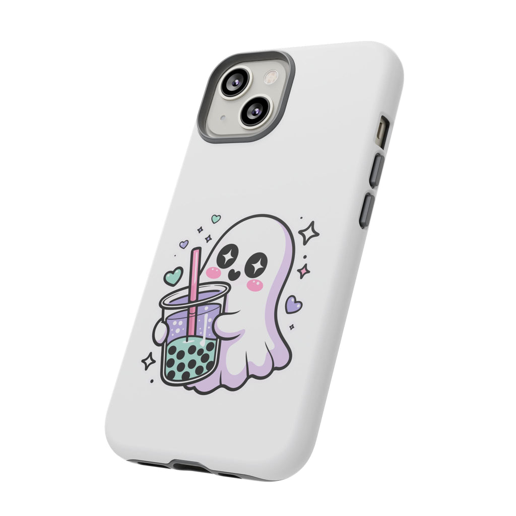 Cute Ghost Boba Phone Case – Kawaii Bubble Tea Ghost Cover | Spooky Cute Aesthetic Case