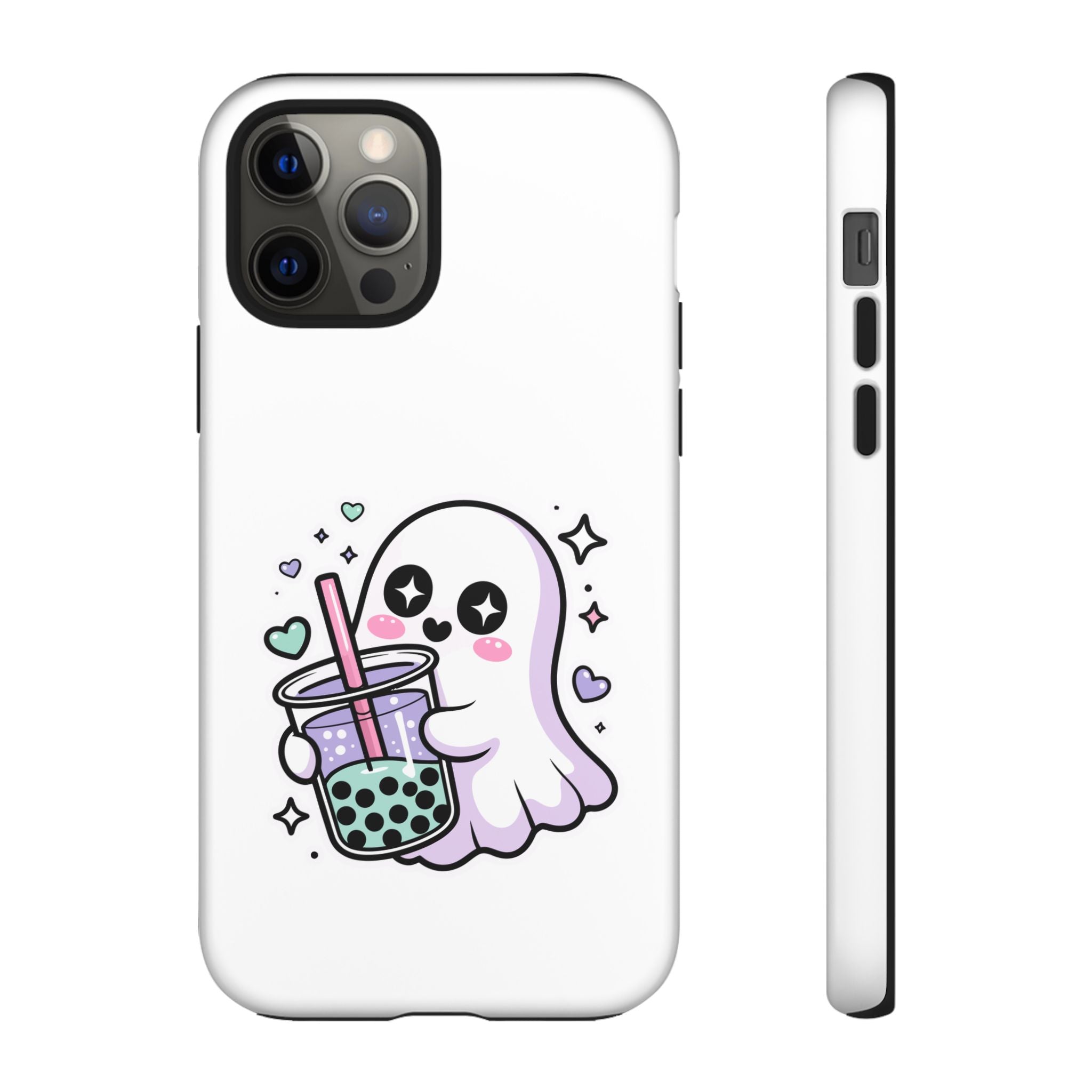 Cute Ghost Boba Phone Case – Kawaii Bubble Tea Ghost Cover | Spooky Cute Aesthetic Case