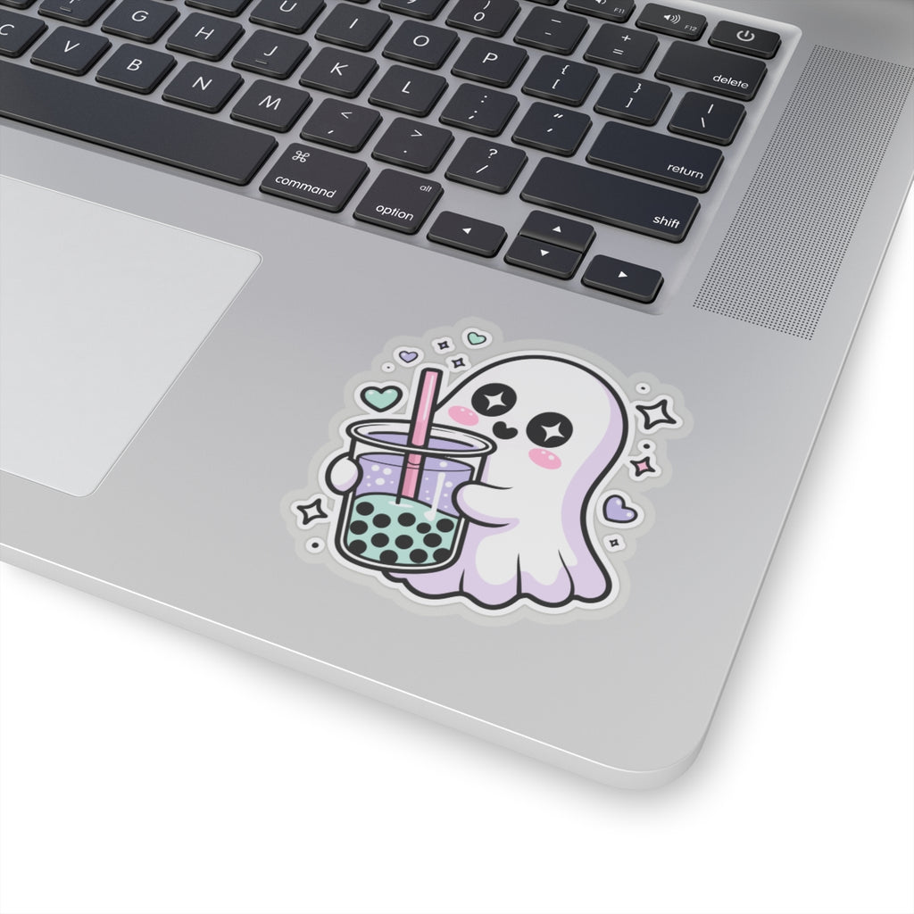 Cute Ghost Boba Sticker – Kawaii Bubble Tea Ghost Vinyl Decal | Spooky Cute Aesthetic