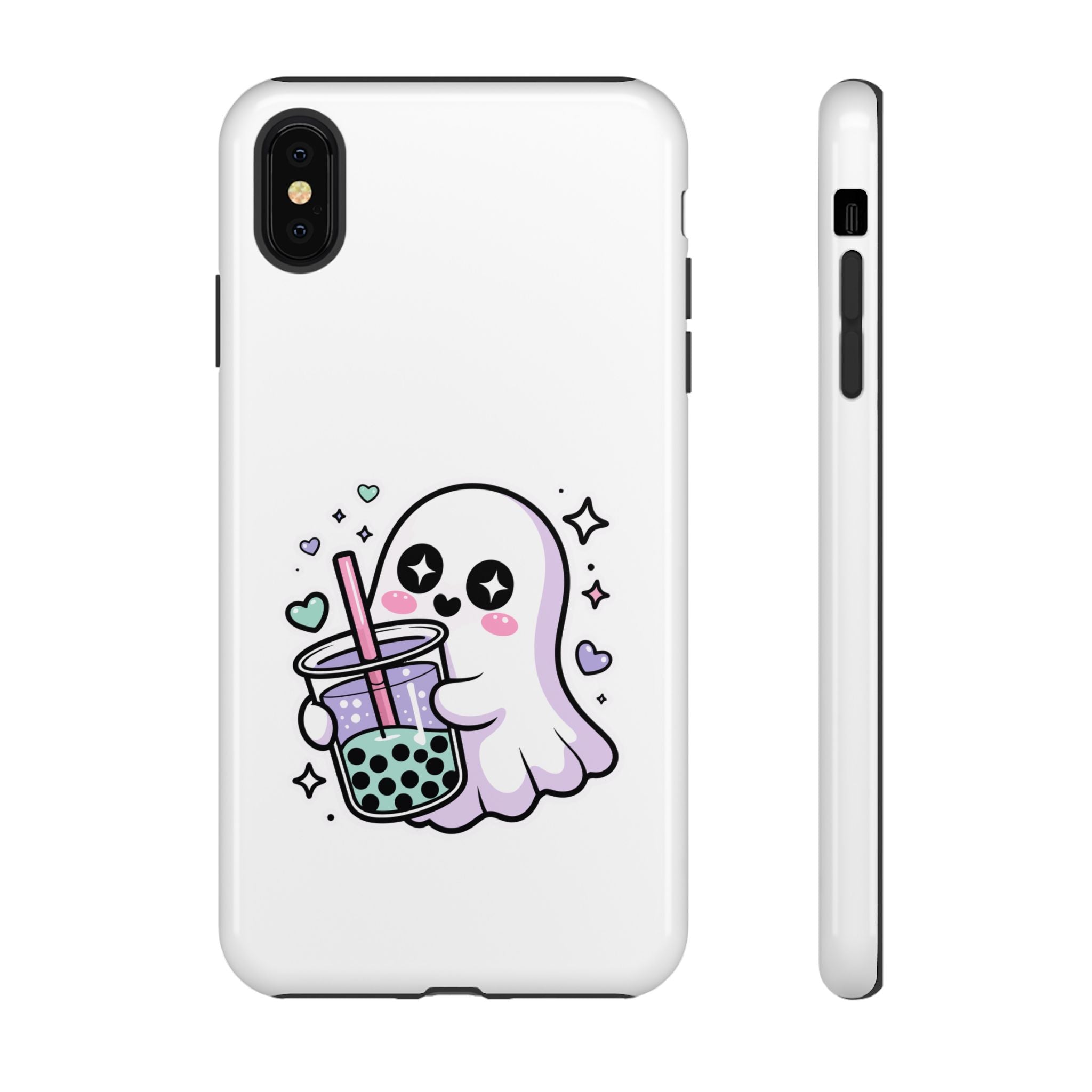 Cute Ghost Boba Phone Case – Kawaii Bubble Tea Ghost Cover | Spooky Cute Aesthetic Case