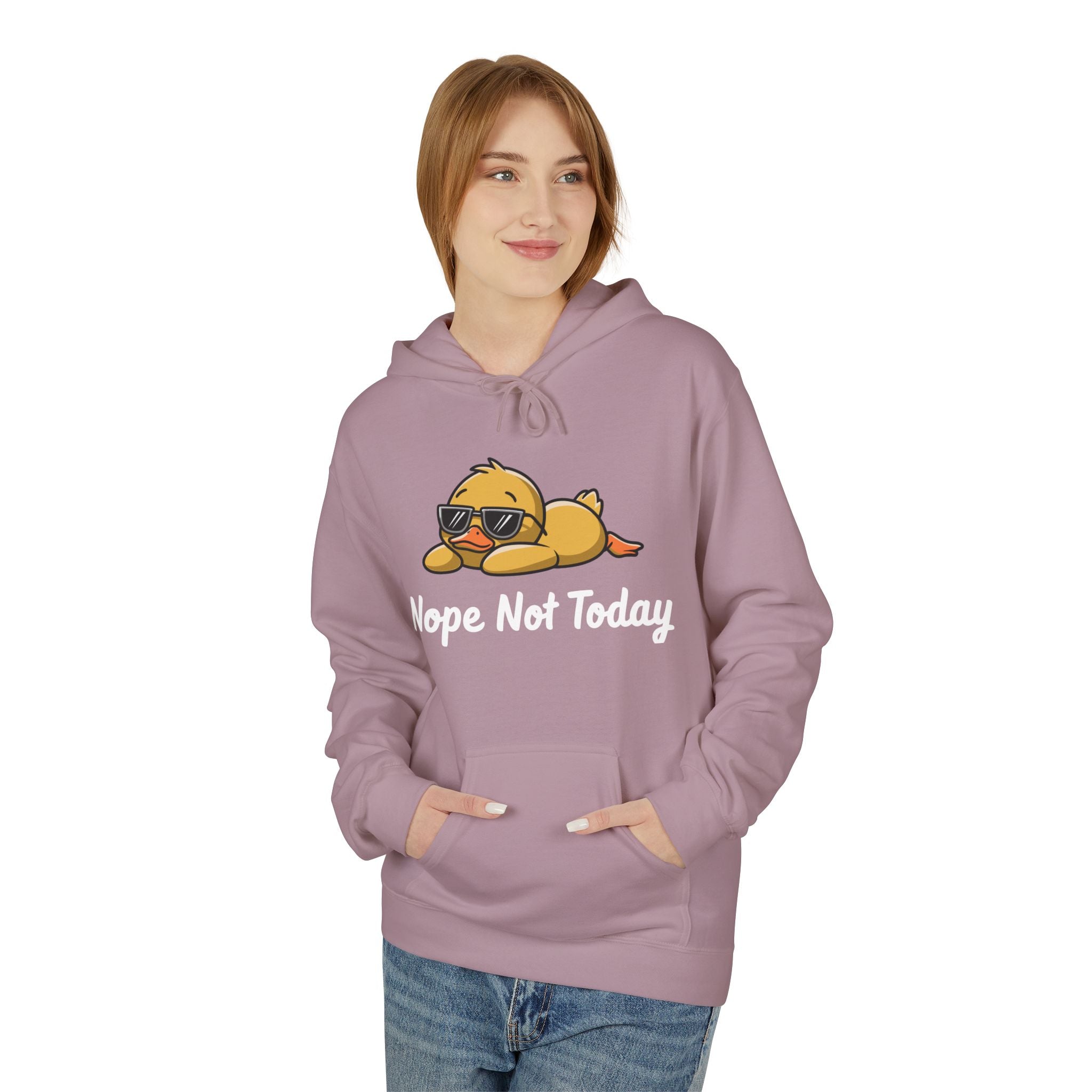 Funny Duck Graphic Hoodie – “Nope. Not Today.” Lazy Animal Meme wear | Cute Duck Illustration Hoodie | Aesthetic Streetwear