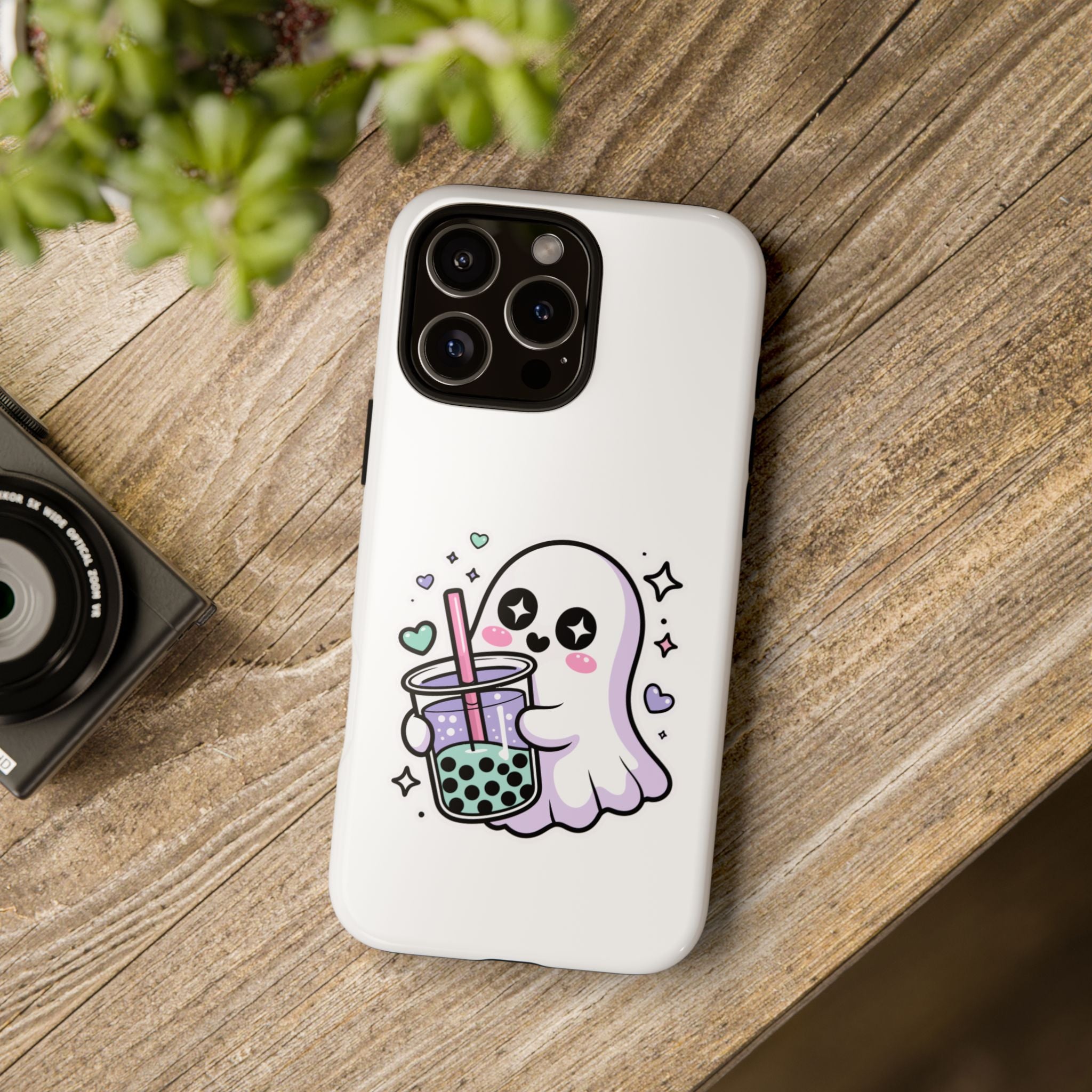 Cute Ghost Boba Phone Case – Kawaii Bubble Tea Ghost Cover | Spooky Cute Aesthetic Case