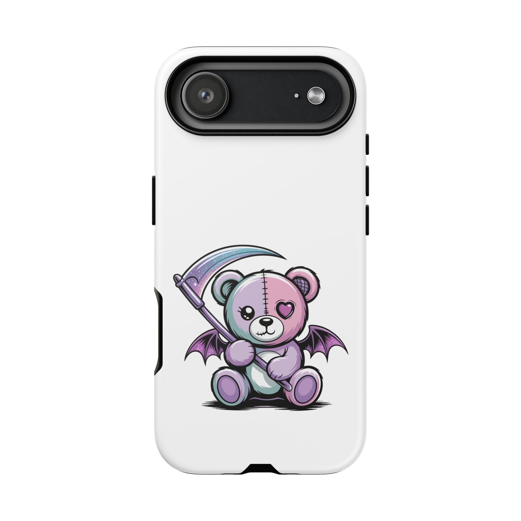 Pastel Goth Teddy Bear Phone Case – Creepy Cute Winged Bear with Scythe | Kawaii Goth Aesthetic Case