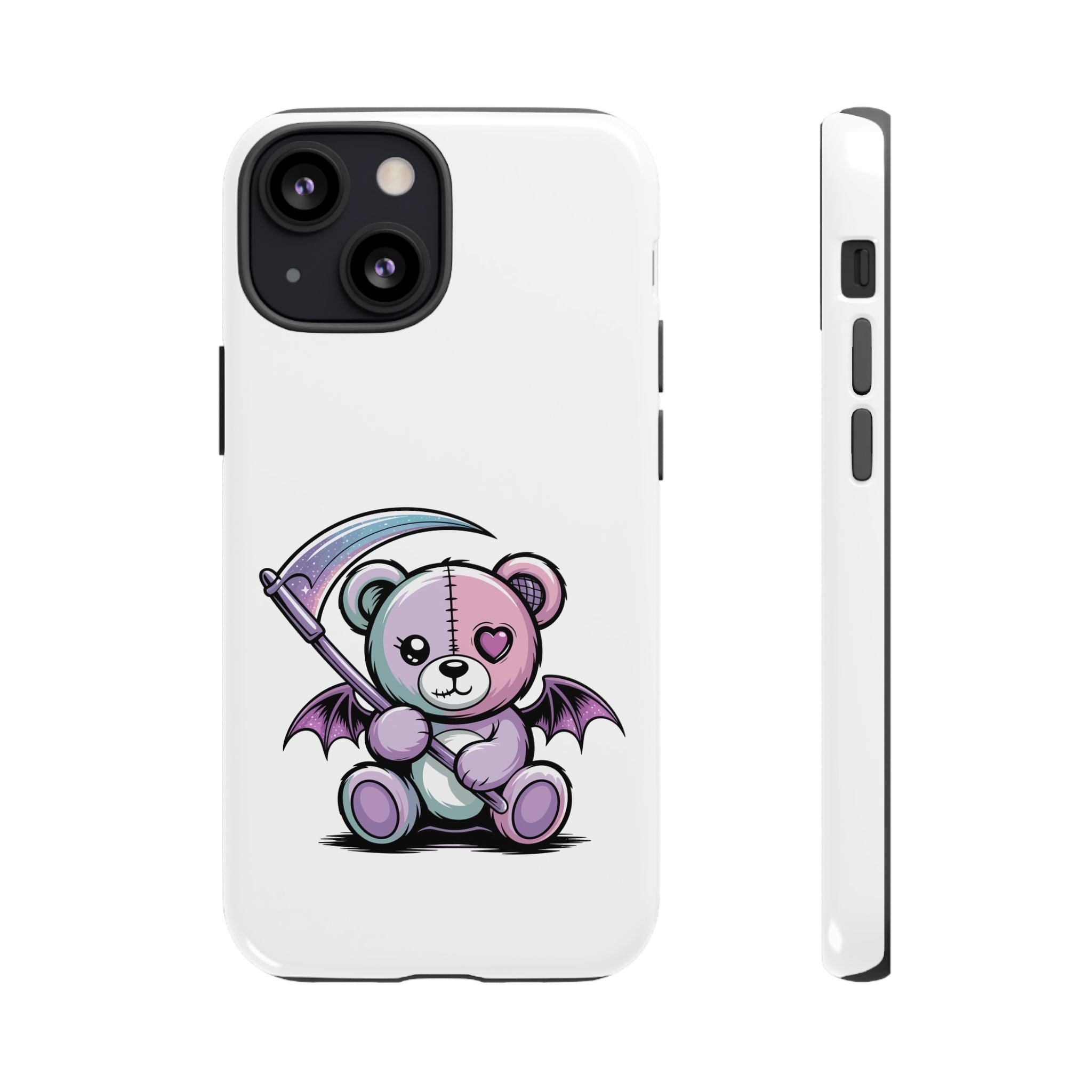 Pastel Goth Teddy Bear Phone Case – Creepy Cute Winged Bear with Scythe | Kawaii Goth Aesthetic Case