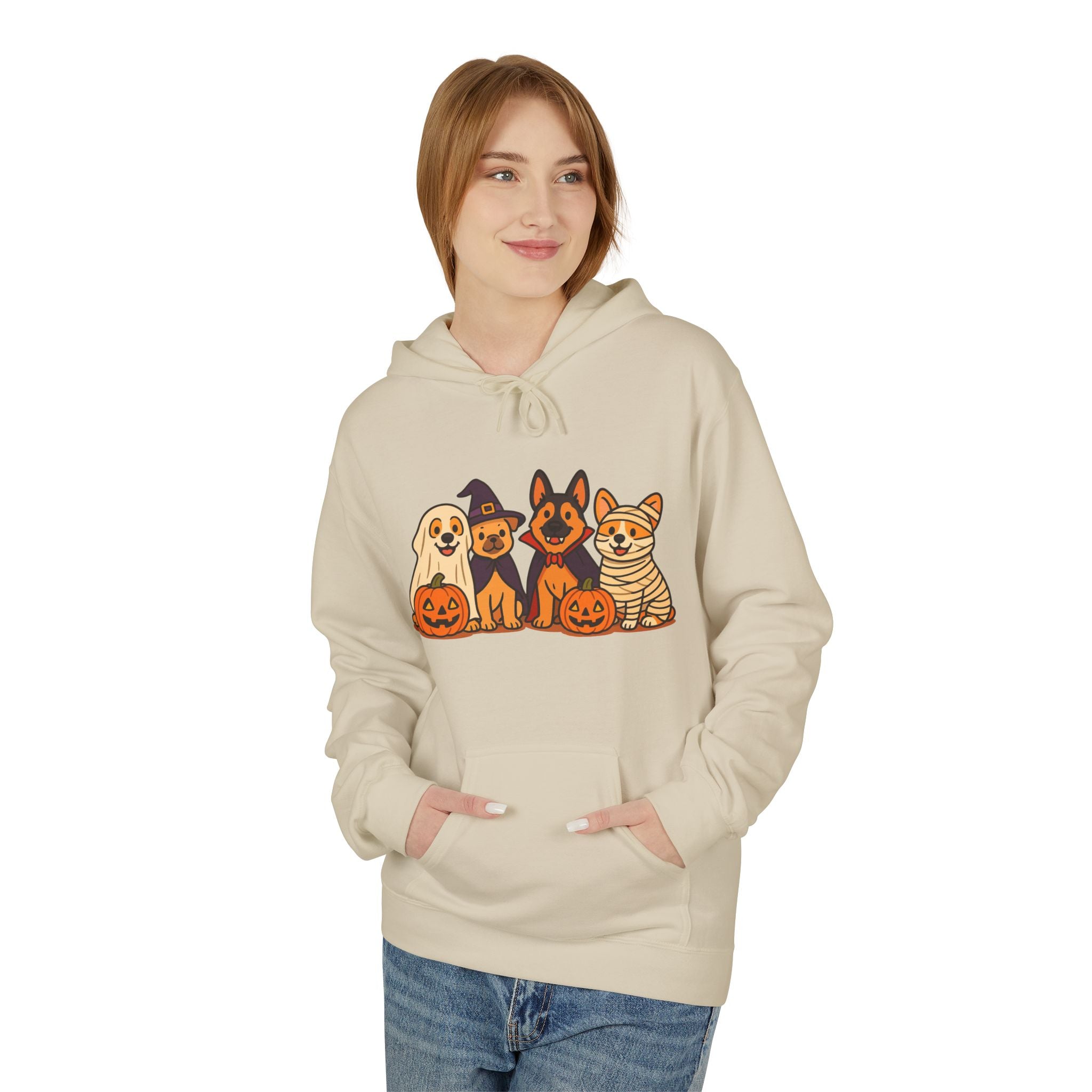 Halloween Pets Hoodie — Cute Dogs & Cat with Pumpkins