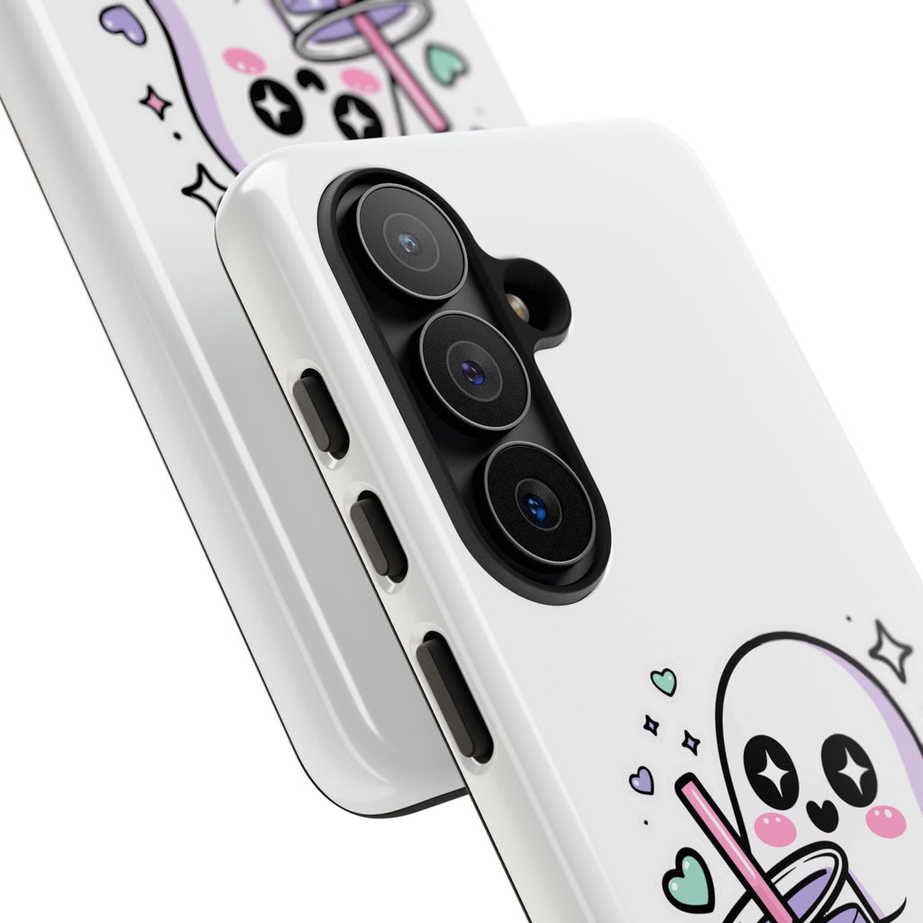 Cute Ghost Boba Phone Case – Kawaii Bubble Tea Ghost Cover | Spooky Cute Aesthetic Case