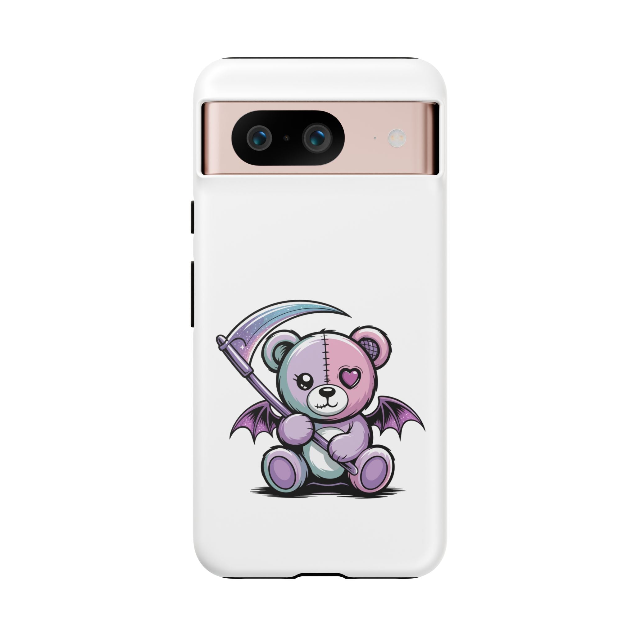 Pastel Goth Teddy Bear Phone Case – Creepy Cute Winged Bear with Scythe | Kawaii Goth Aesthetic Case