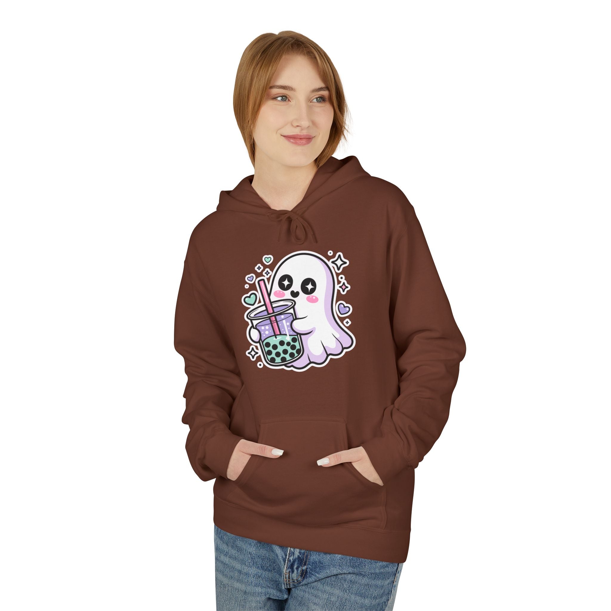 Cute Ghost Boba Tea Hoodie – Kawaii Ghost Bubble Tea Hoodie | Funny Spooky Cute Graphic Hoodie