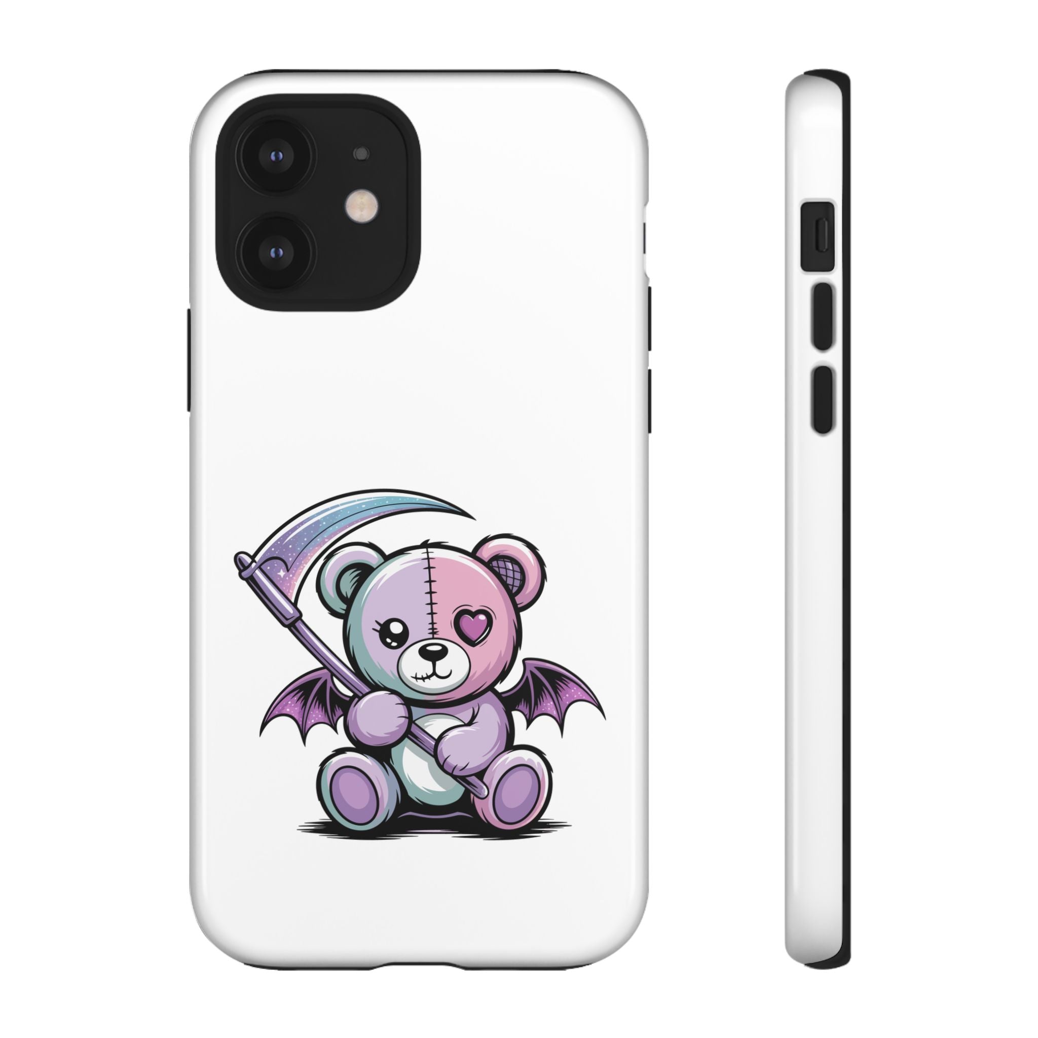 Pastel Goth Teddy Bear Phone Case – Creepy Cute Winged Bear with Scythe | Kawaii Goth Aesthetic Case