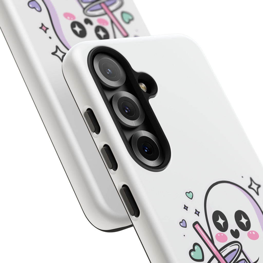Cute Ghost Boba Phone Case – Kawaii Bubble Tea Ghost Cover | Spooky Cute Aesthetic Case