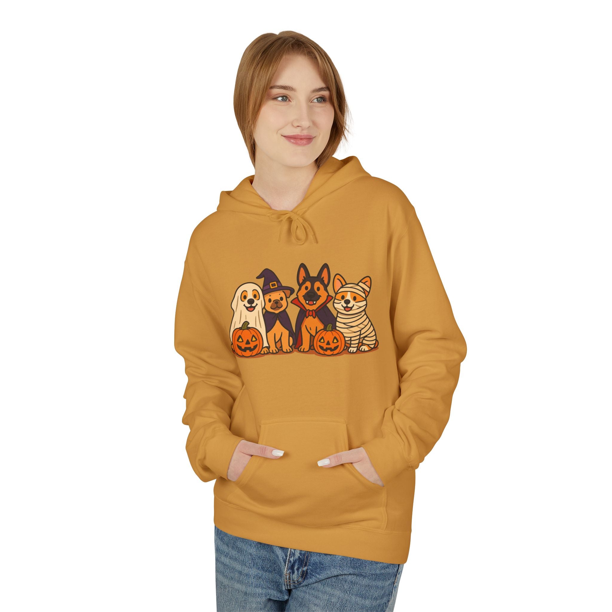 Halloween Pets Hoodie — Cute Dogs & Cat with Pumpkins