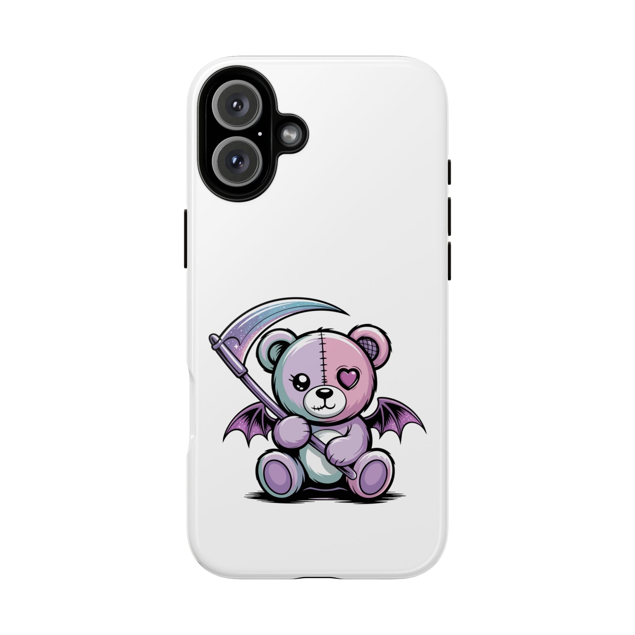 Pastel Goth Teddy Bear Phone Case – Creepy Cute Winged Bear with Scythe | Kawaii Goth Aesthetic Case
