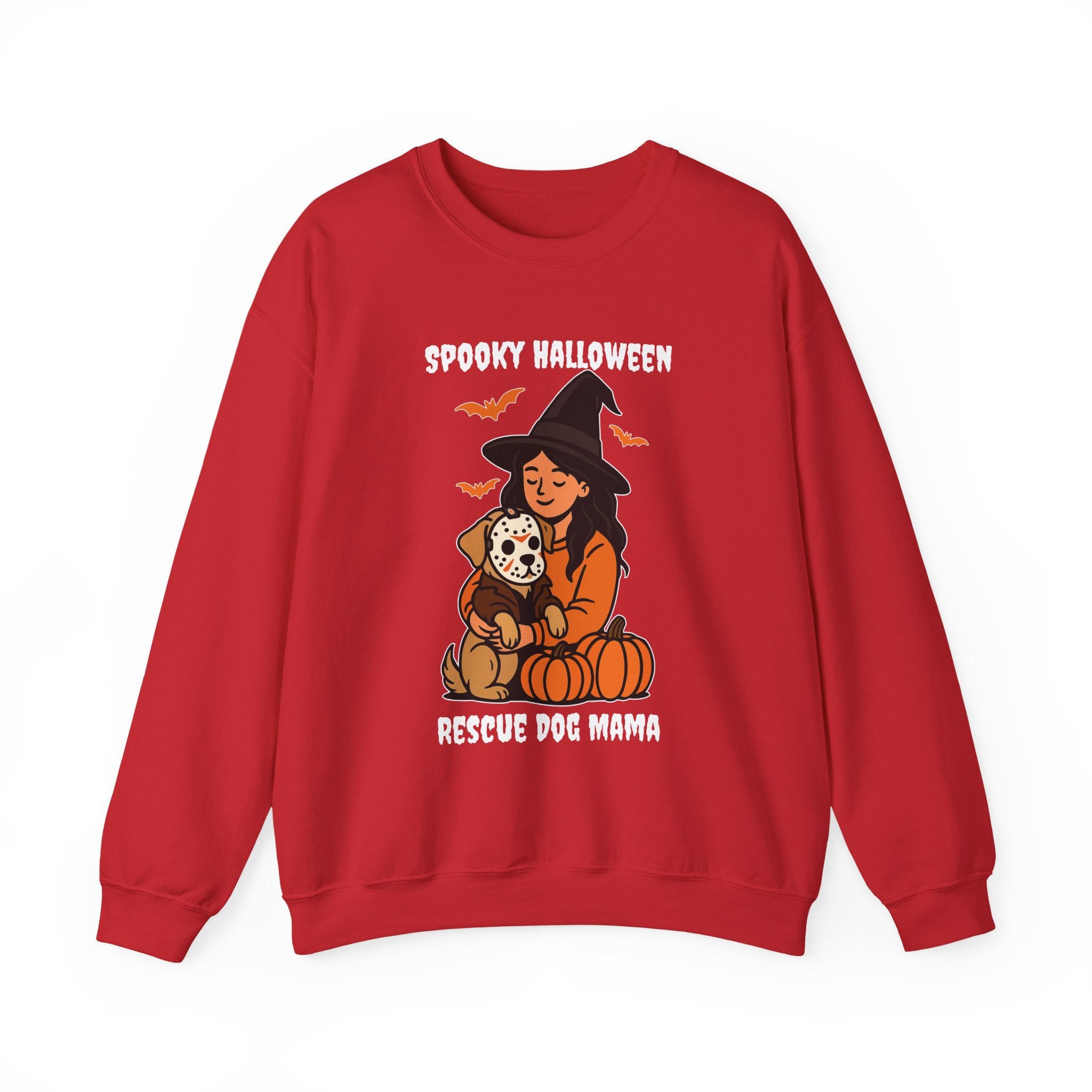 Witch Girl with Pumpkin & Dog Sweatshirt — Cute Halloween Crewneck