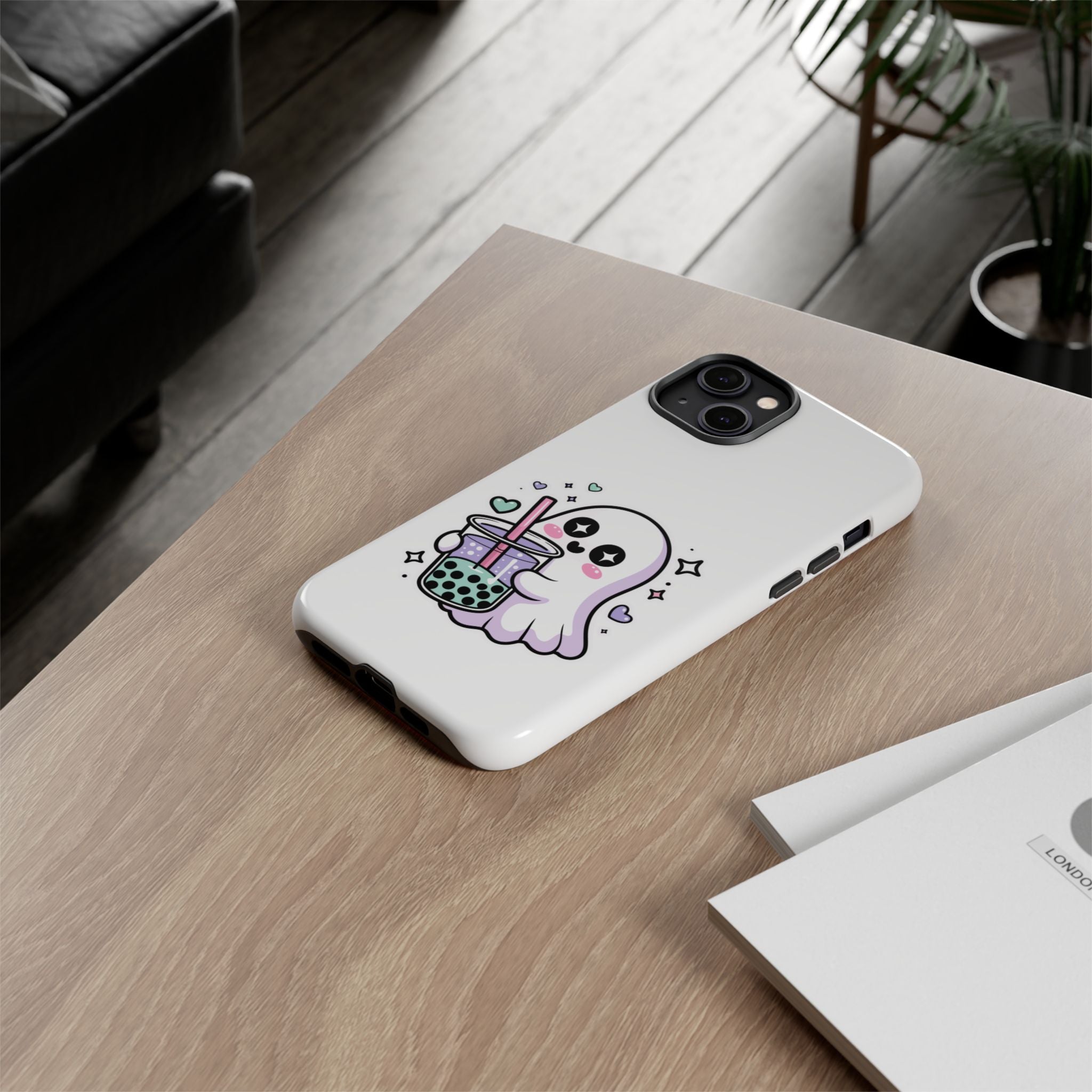 Cute Ghost Boba Phone Case – Kawaii Bubble Tea Ghost Cover | Spooky Cute Aesthetic Case