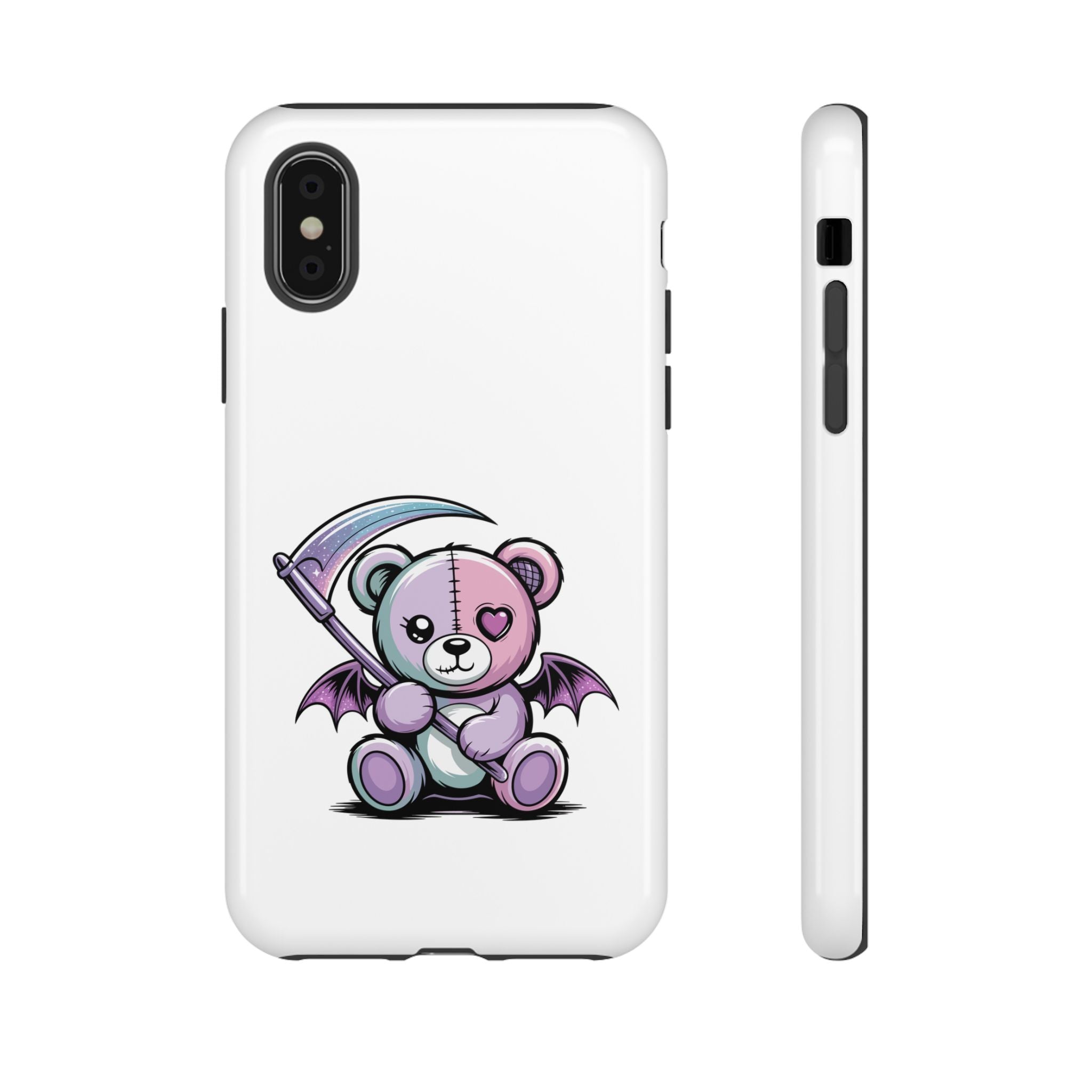 Pastel Goth Teddy Bear Phone Case – Creepy Cute Winged Bear with Scythe | Kawaii Goth Aesthetic Case