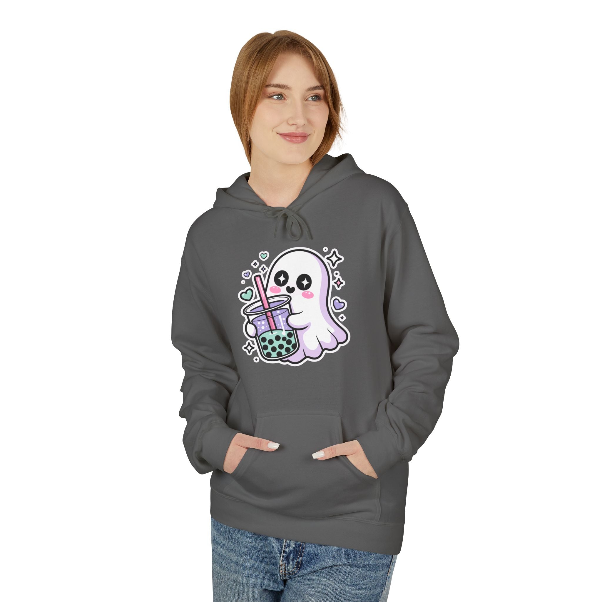 Cute Ghost Boba Tea Hoodie – Kawaii Ghost Bubble Tea Hoodie | Funny Spooky Cute Graphic Hoodie
