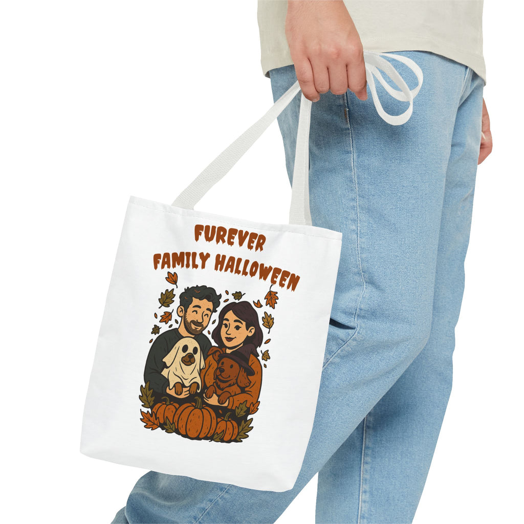 Halloween Dog Tote Bag — Dog Lover “Furever Family Halloween” Autumn Pumpkin Pet Tote