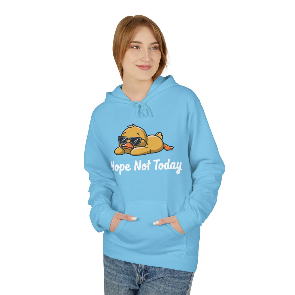 Funny Duck Graphic Hoodie – “Nope. Not Today.” Lazy Animal Meme wear | Cute Duck Illustration Hoodie | Aesthetic Streetwear