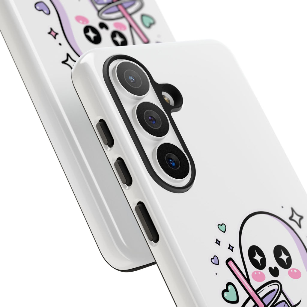 Cute Ghost Boba Phone Case – Kawaii Bubble Tea Ghost Cover | Spooky Cute Aesthetic Case