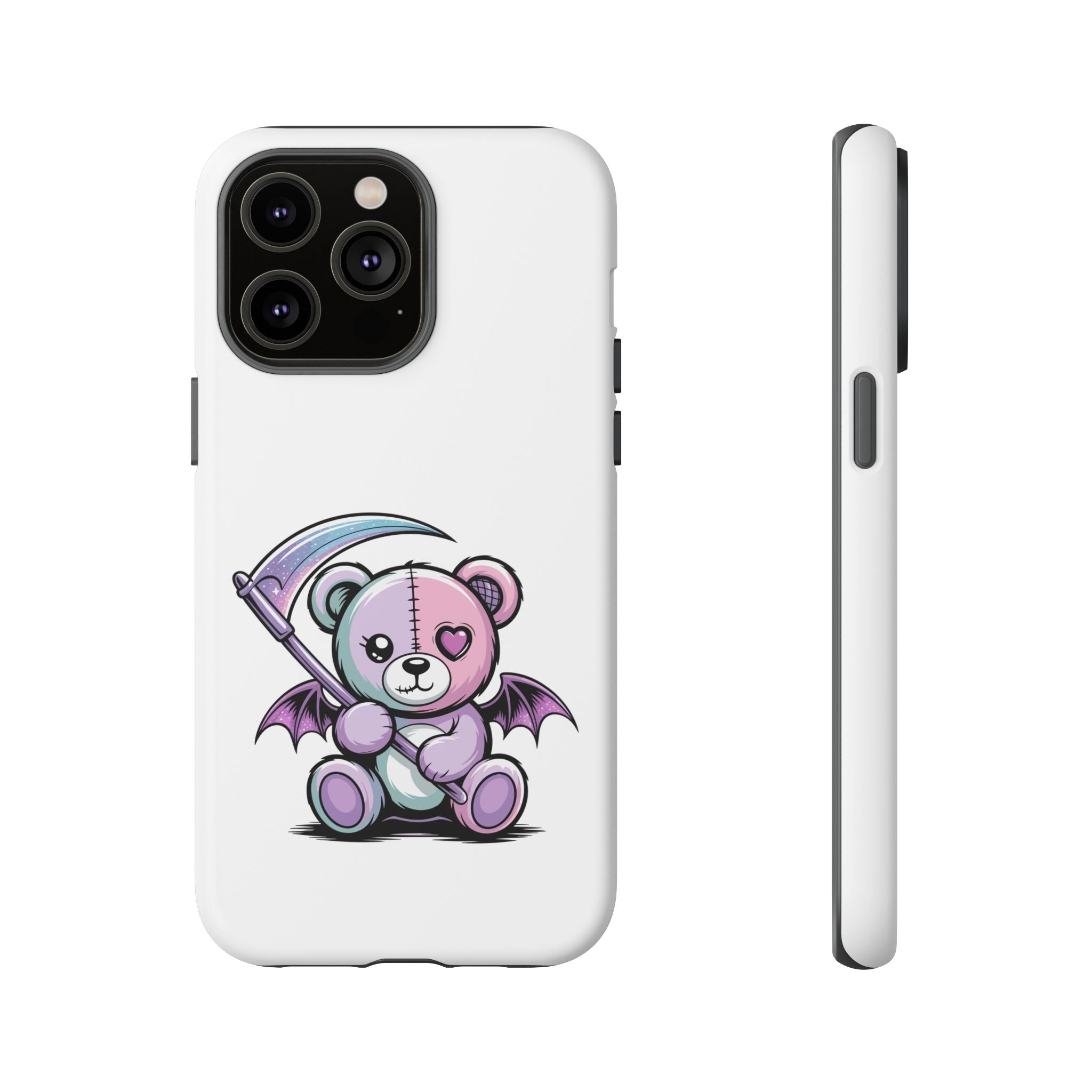 Pastel Goth Teddy Bear Phone Case – Creepy Cute Winged Bear with Scythe | Kawaii Goth Aesthetic Case