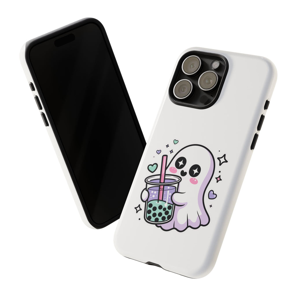 Cute Ghost Boba Phone Case – Kawaii Bubble Tea Ghost Cover | Spooky Cute Aesthetic Case