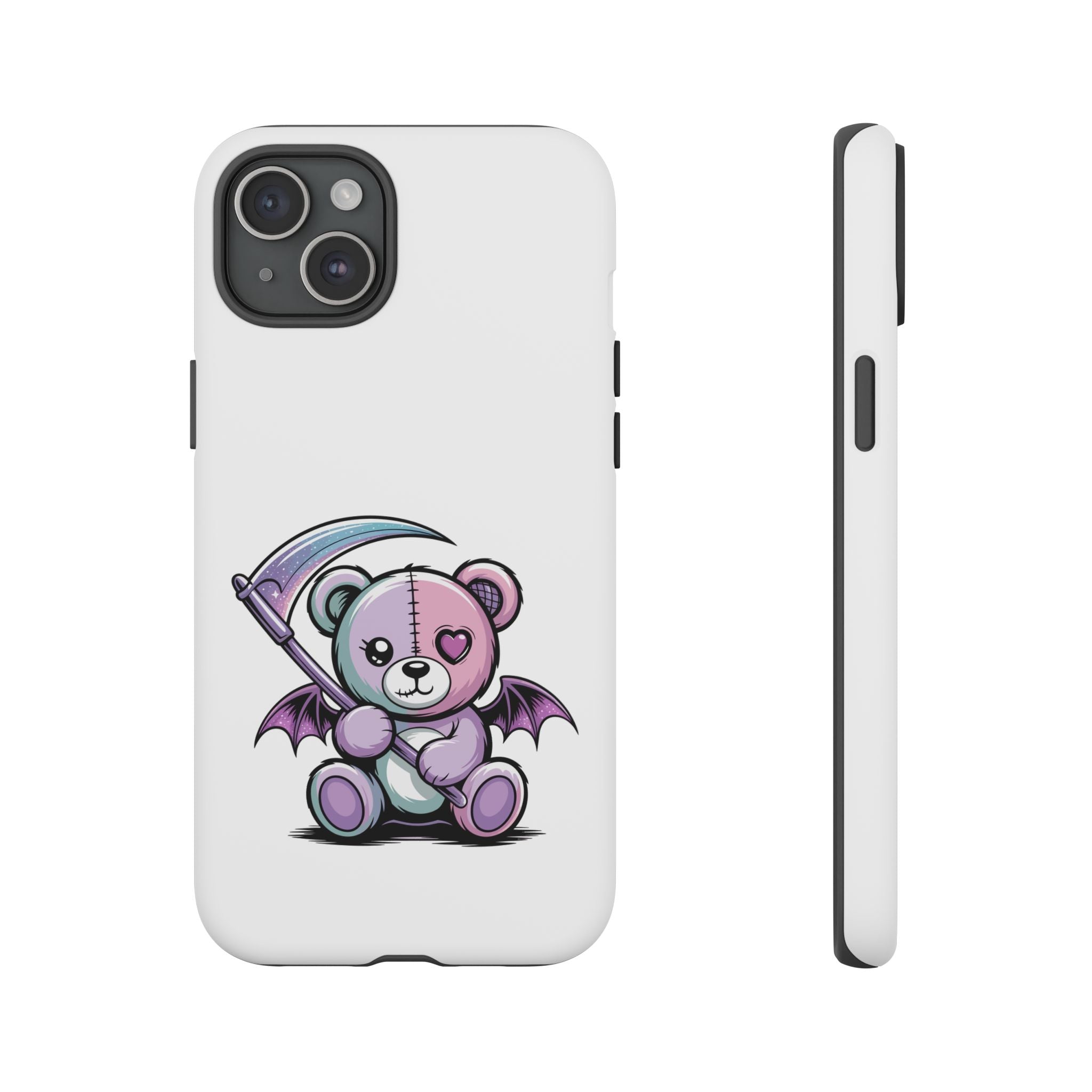 Pastel Goth Teddy Bear Phone Case – Creepy Cute Winged Bear with Scythe | Kawaii Goth Aesthetic Case