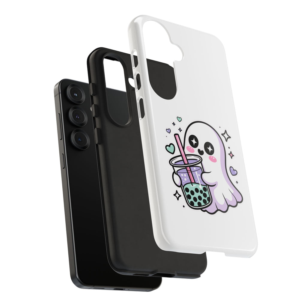 Cute Ghost Boba Phone Case – Kawaii Bubble Tea Ghost Cover | Spooky Cute Aesthetic Case