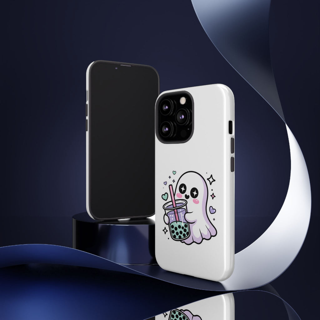 Cute Ghost Boba Phone Case – Kawaii Bubble Tea Ghost Cover | Spooky Cute Aesthetic Case
