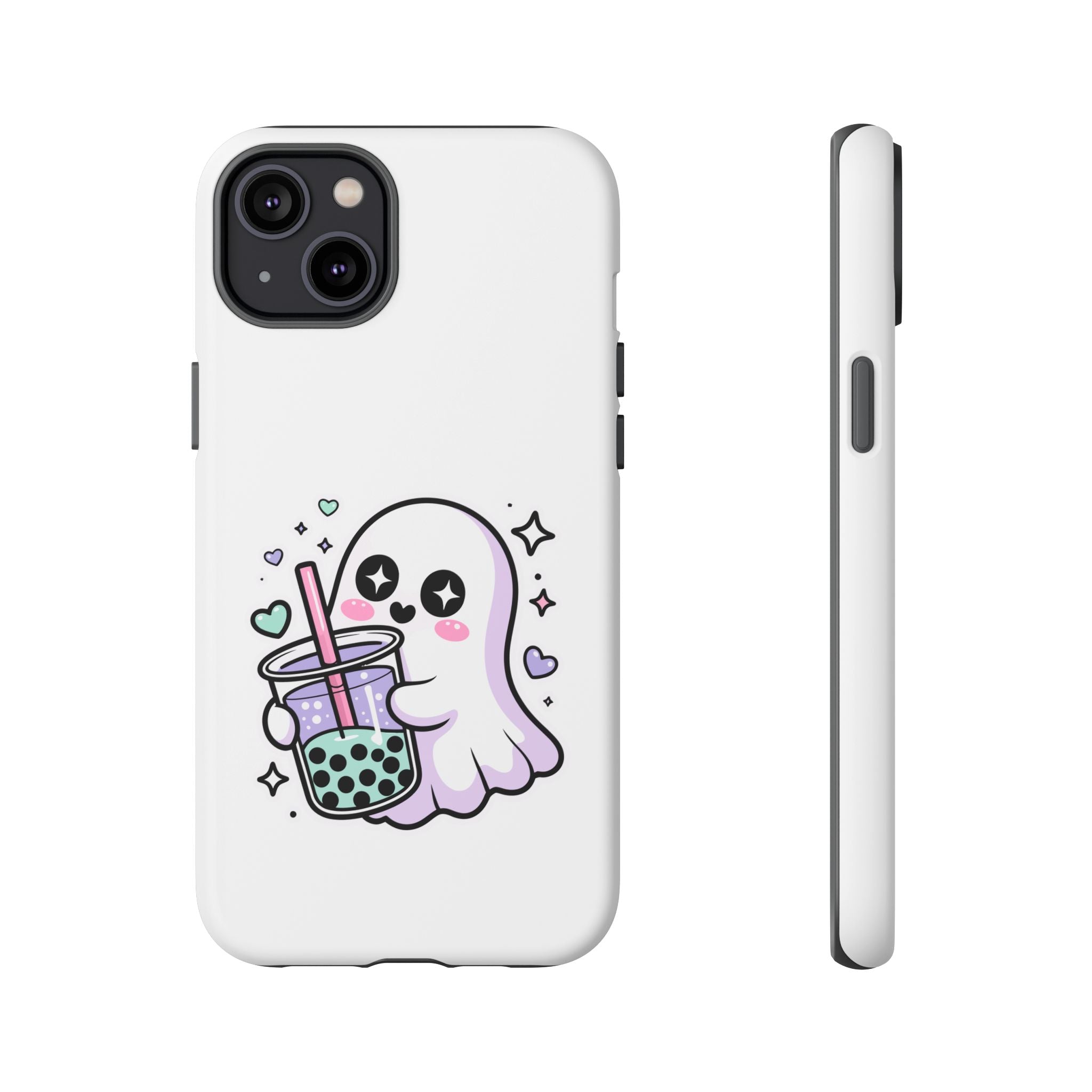 Cute Ghost Boba Phone Case – Kawaii Bubble Tea Ghost Cover | Spooky Cute Aesthetic Case