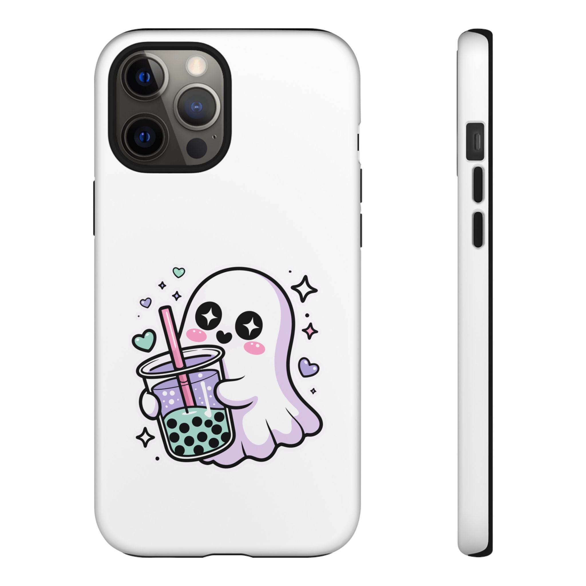 Cute Ghost Boba Phone Case – Kawaii Bubble Tea Ghost Cover | Spooky Cute Aesthetic Case