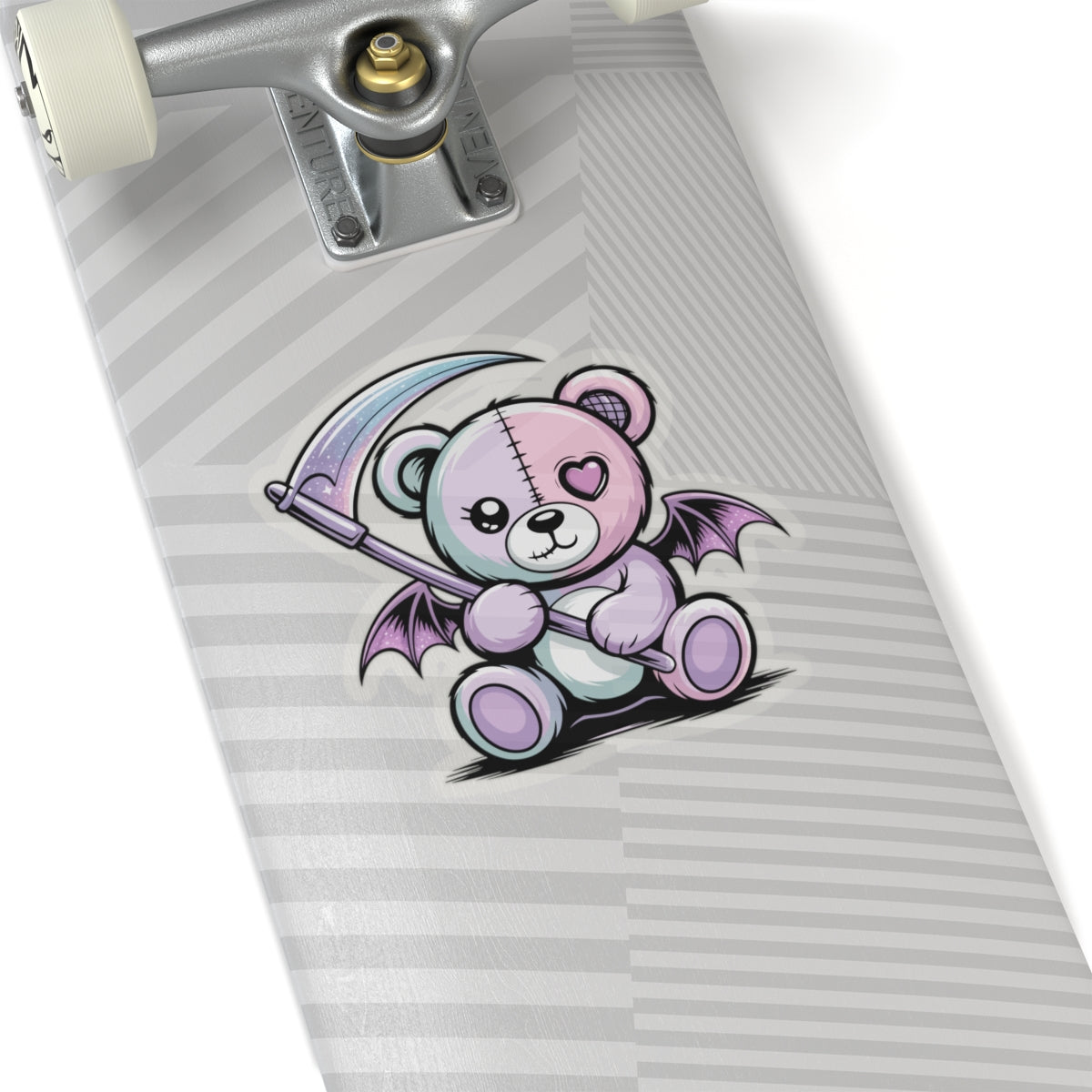 Cute Pastel Goth Teddy Bear Sticker – Creepy Cute Winged Bear with Scythe | Kawaii Goth Vinyl Decal