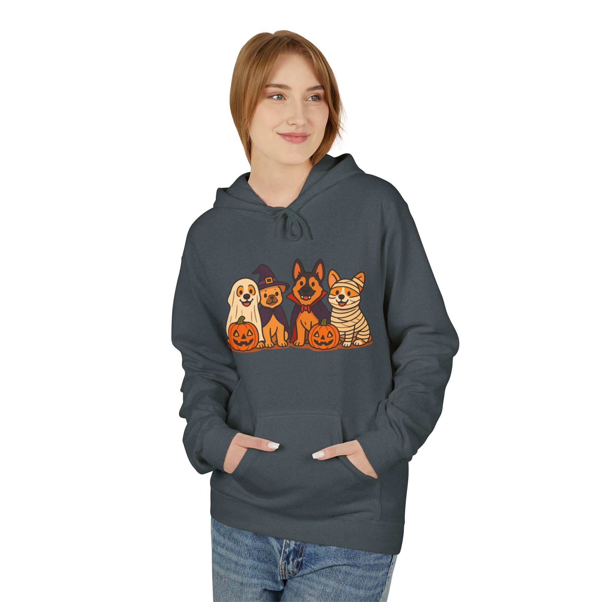Halloween Pets Hoodie — Cute Dogs & Cat with Pumpkins