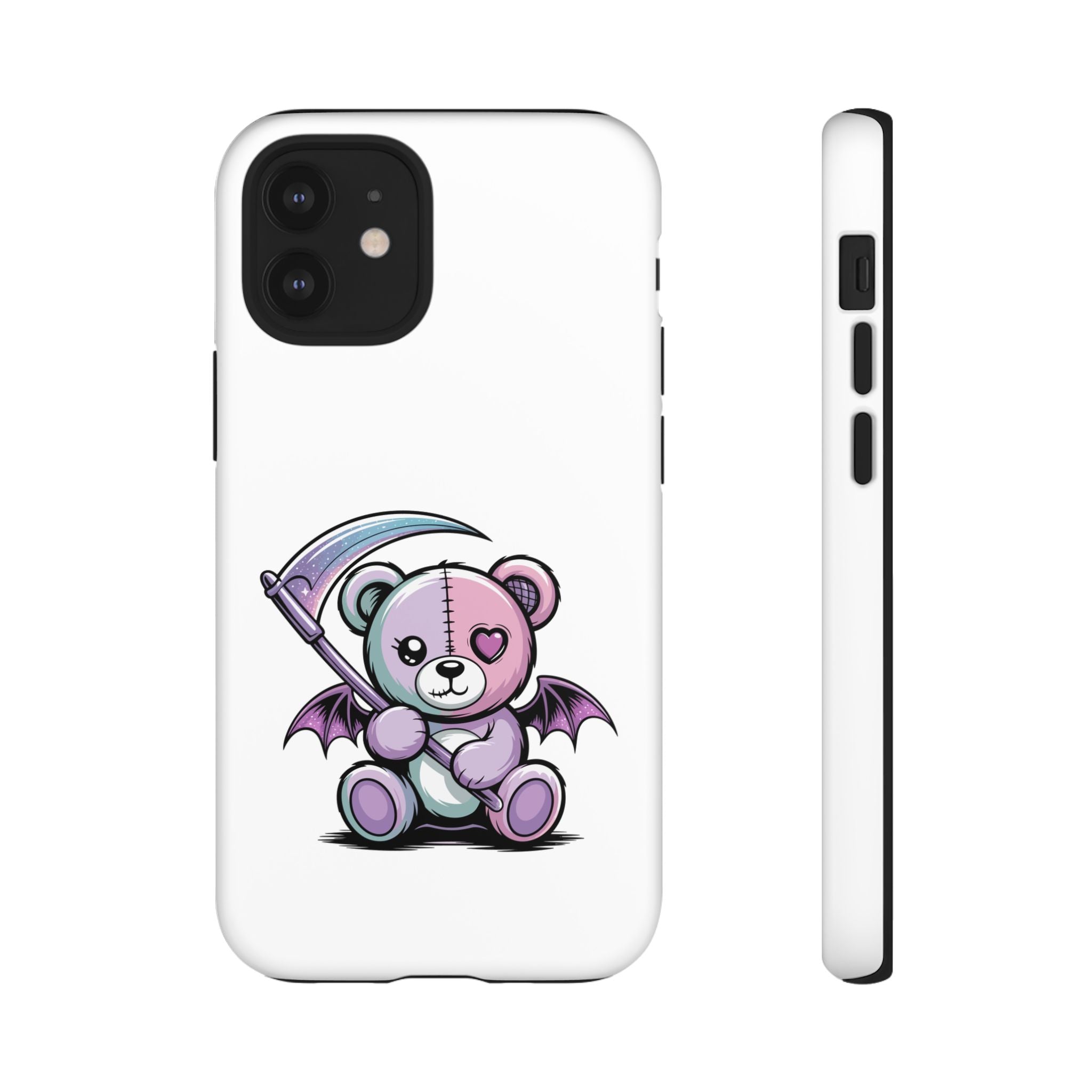 Pastel Goth Teddy Bear Phone Case – Creepy Cute Winged Bear with Scythe | Kawaii Goth Aesthetic Case