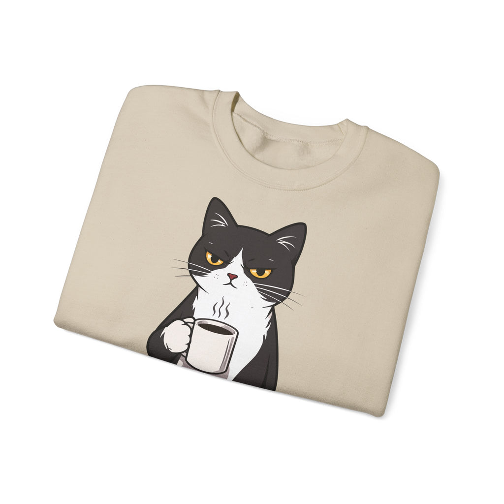 Funny Cat Coffee Sweatshirt – Coffee Because Murder Is Wrong | Sarcastic Cat Lover Graphic