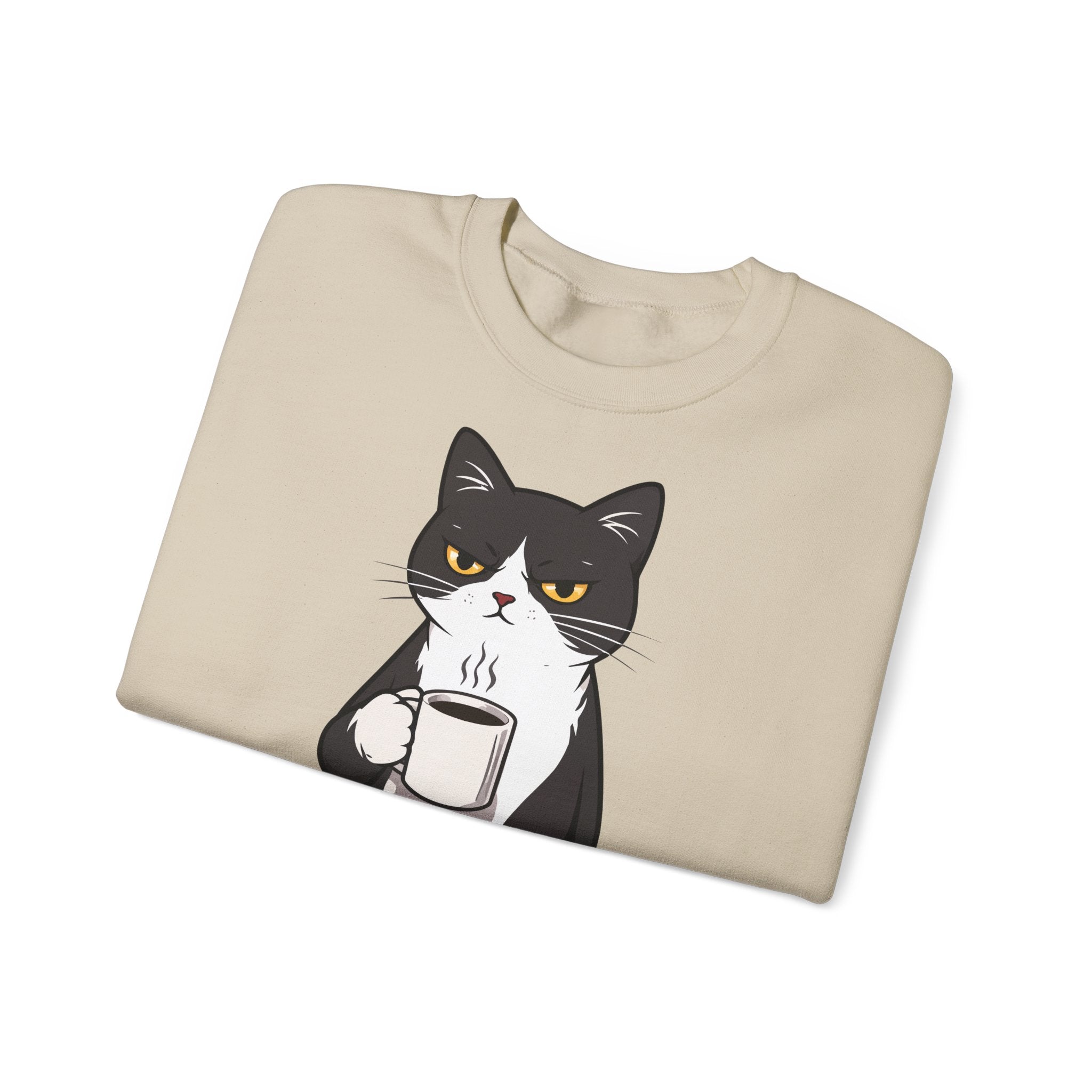 Funny Cat Coffee Sweatshirt – Coffee Because Murder Is Wrong | Sarcastic Cat Lover Graphic