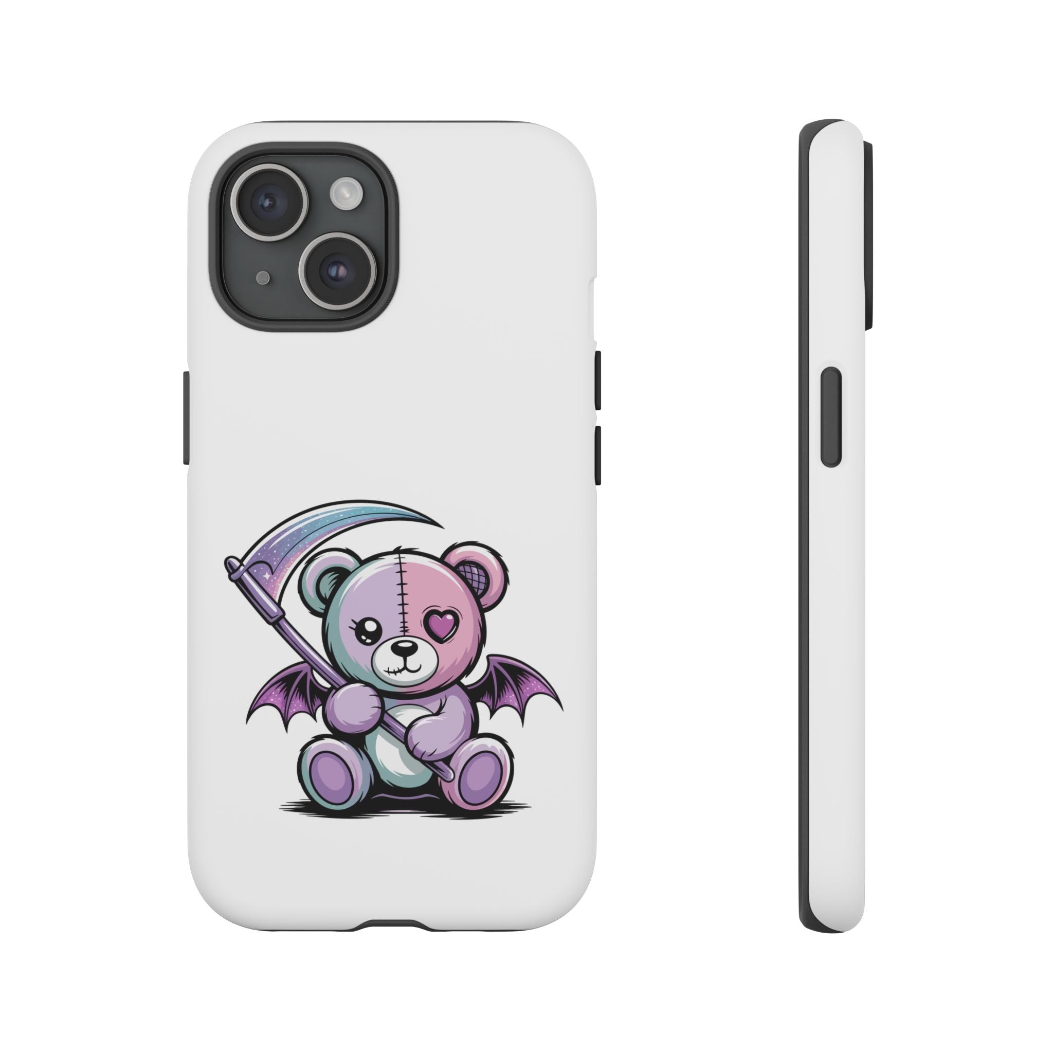 Pastel Goth Teddy Bear Phone Case – Creepy Cute Winged Bear with Scythe | Kawaii Goth Aesthetic Case