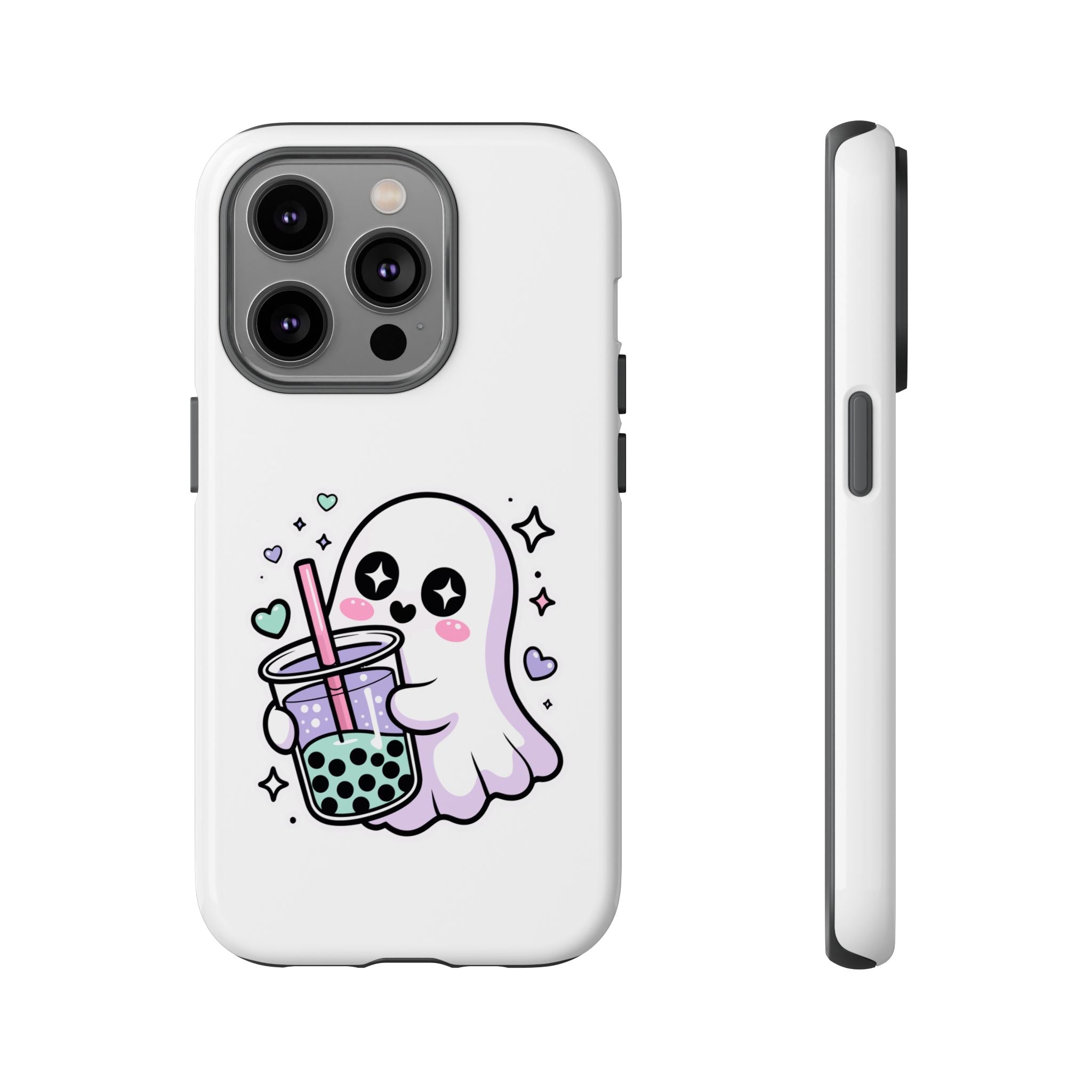 Cute Ghost Boba Phone Case – Kawaii Bubble Tea Ghost Cover | Spooky Cute Aesthetic Case