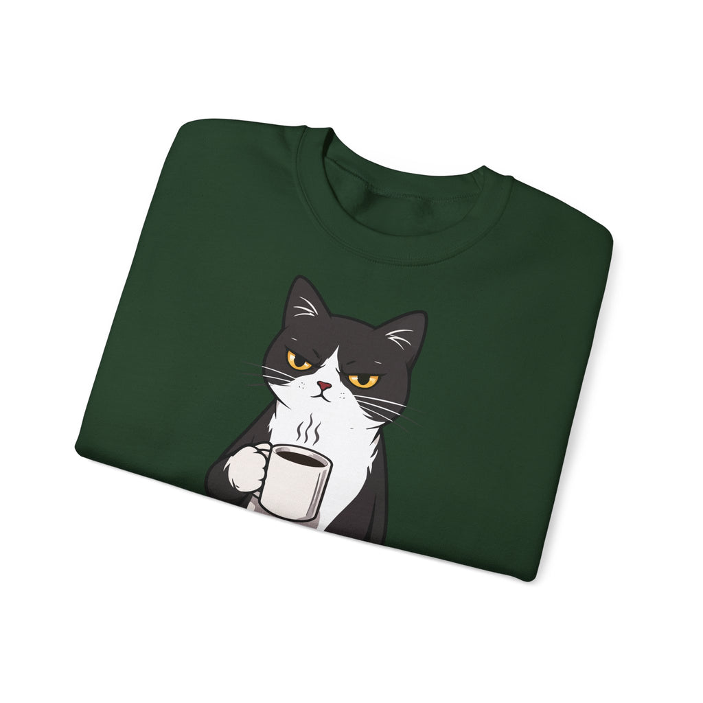 Funny Cat Coffee Sweatshirt – Coffee Because Murder Is Wrong | Sarcastic Cat Lover Graphic
