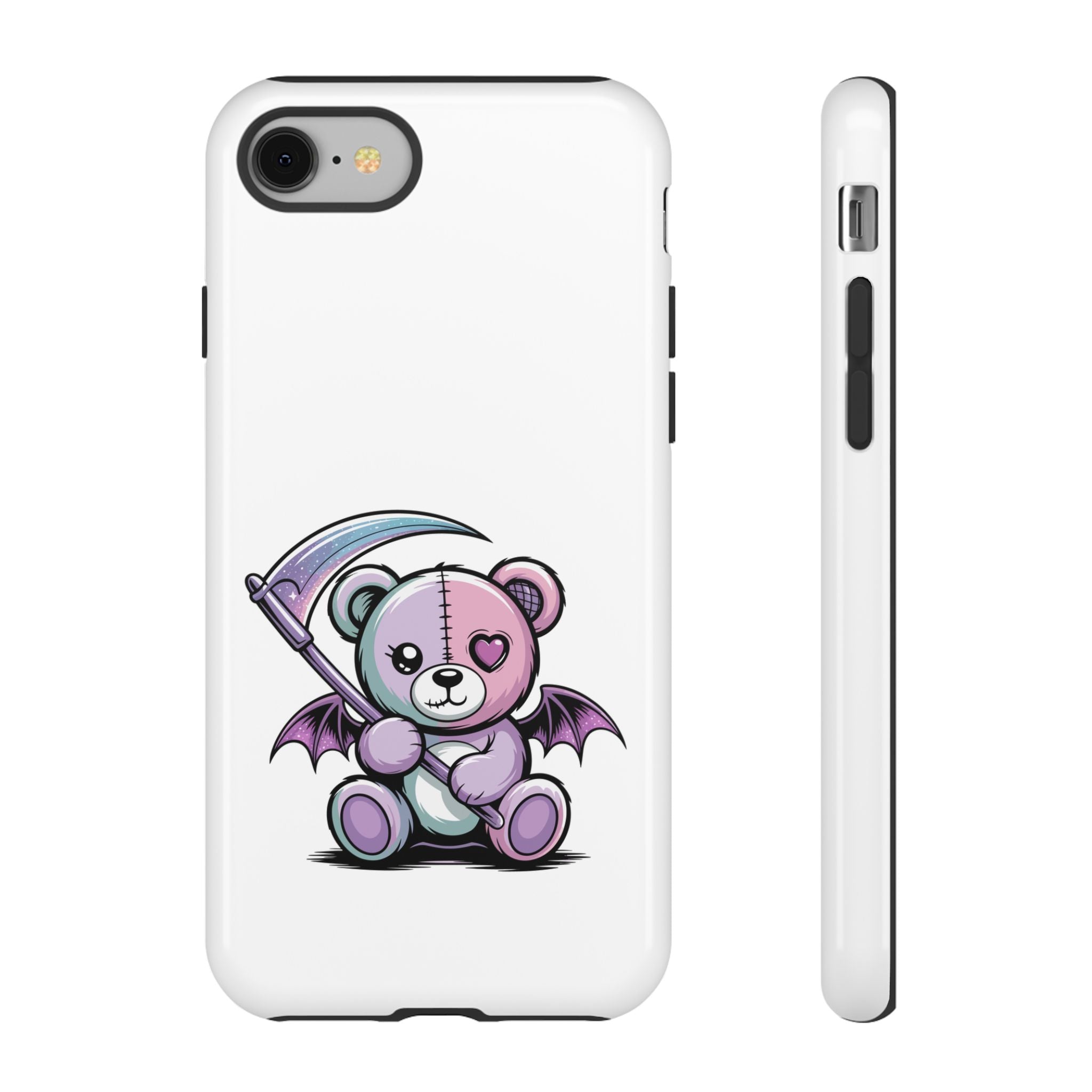 Pastel Goth Teddy Bear Phone Case – Creepy Cute Winged Bear with Scythe | Kawaii Goth Aesthetic Case