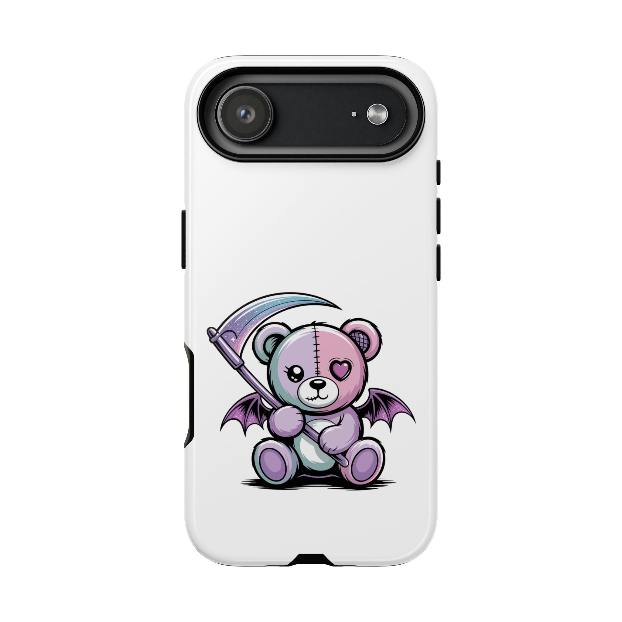 Pastel Goth Teddy Bear Phone Case – Creepy Cute Winged Bear with Scythe | Kawaii Goth Aesthetic Case