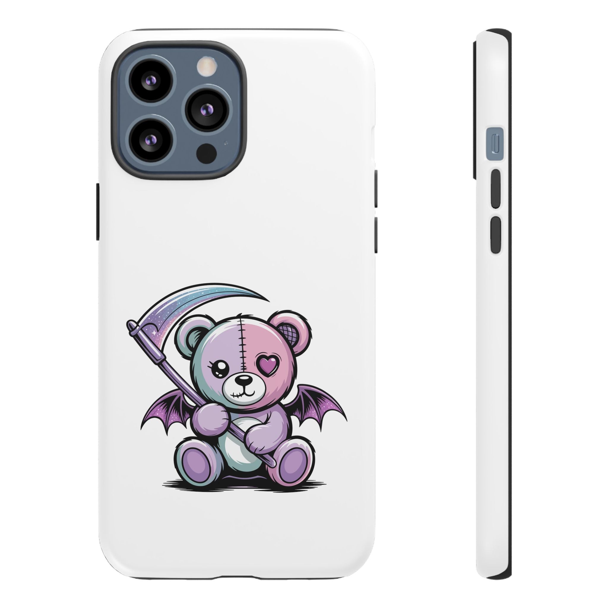Pastel Goth Teddy Bear Phone Case – Creepy Cute Winged Bear with Scythe | Kawaii Goth Aesthetic Case